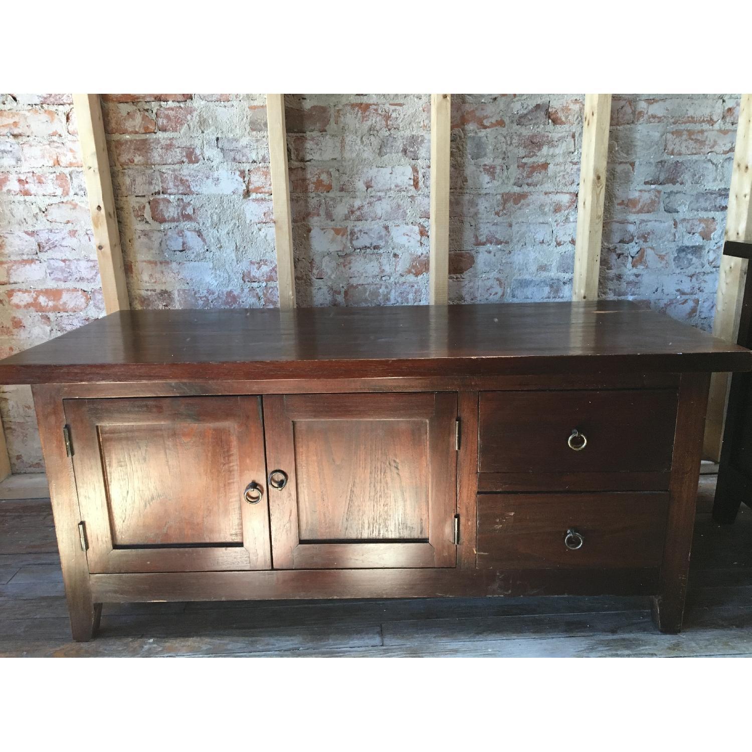 Crate & Barrel Plantation Teak Coffee Table + End Table - image-3