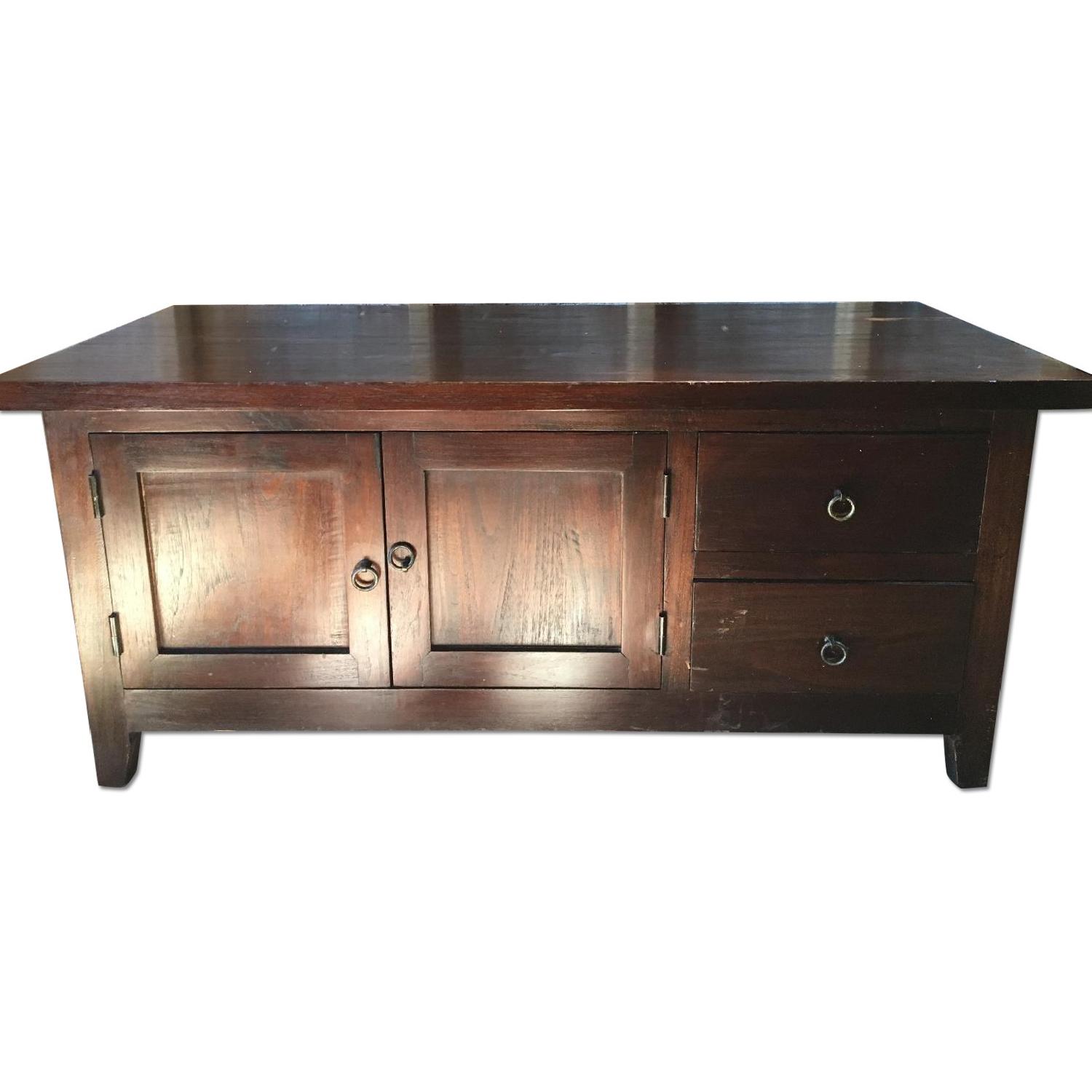 Crate & Barrel Plantation Teak Coffee Table + End Table - image-0