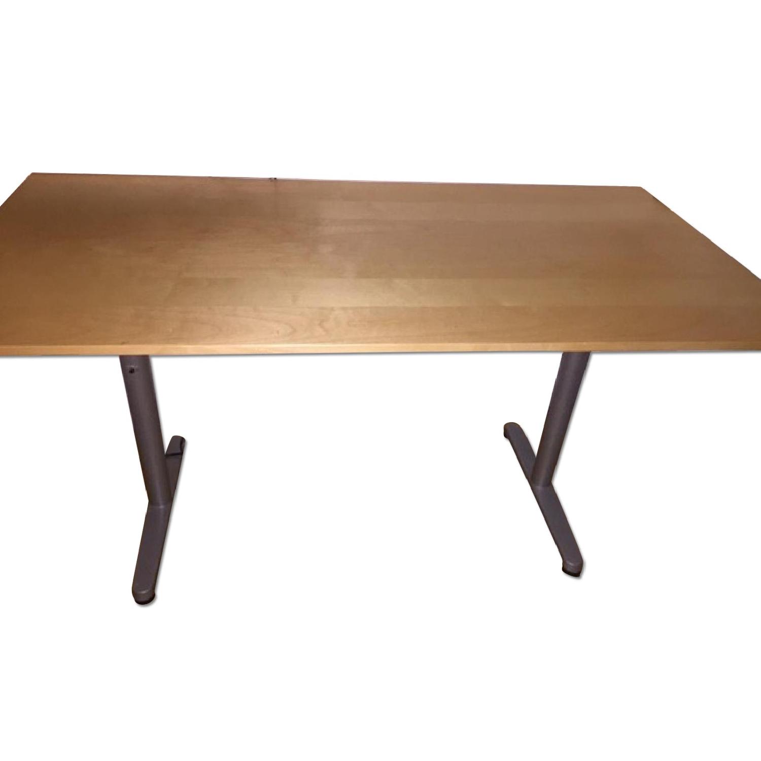 Ikea Bekant Birch Wood Desk AptDeco