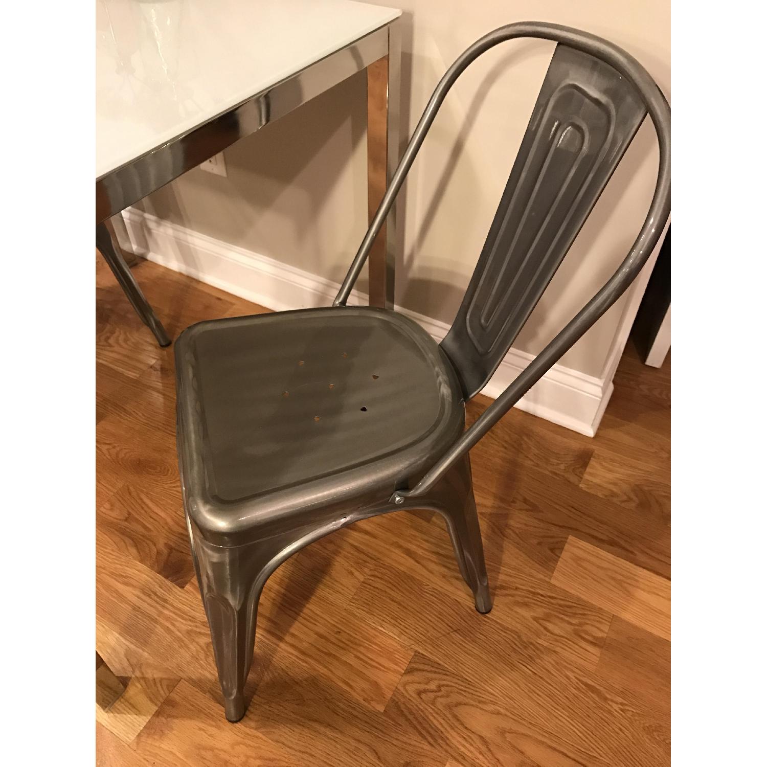 Ikea Frosted Glass Dining Table w/ 2 Vintage Chairs AptDeco