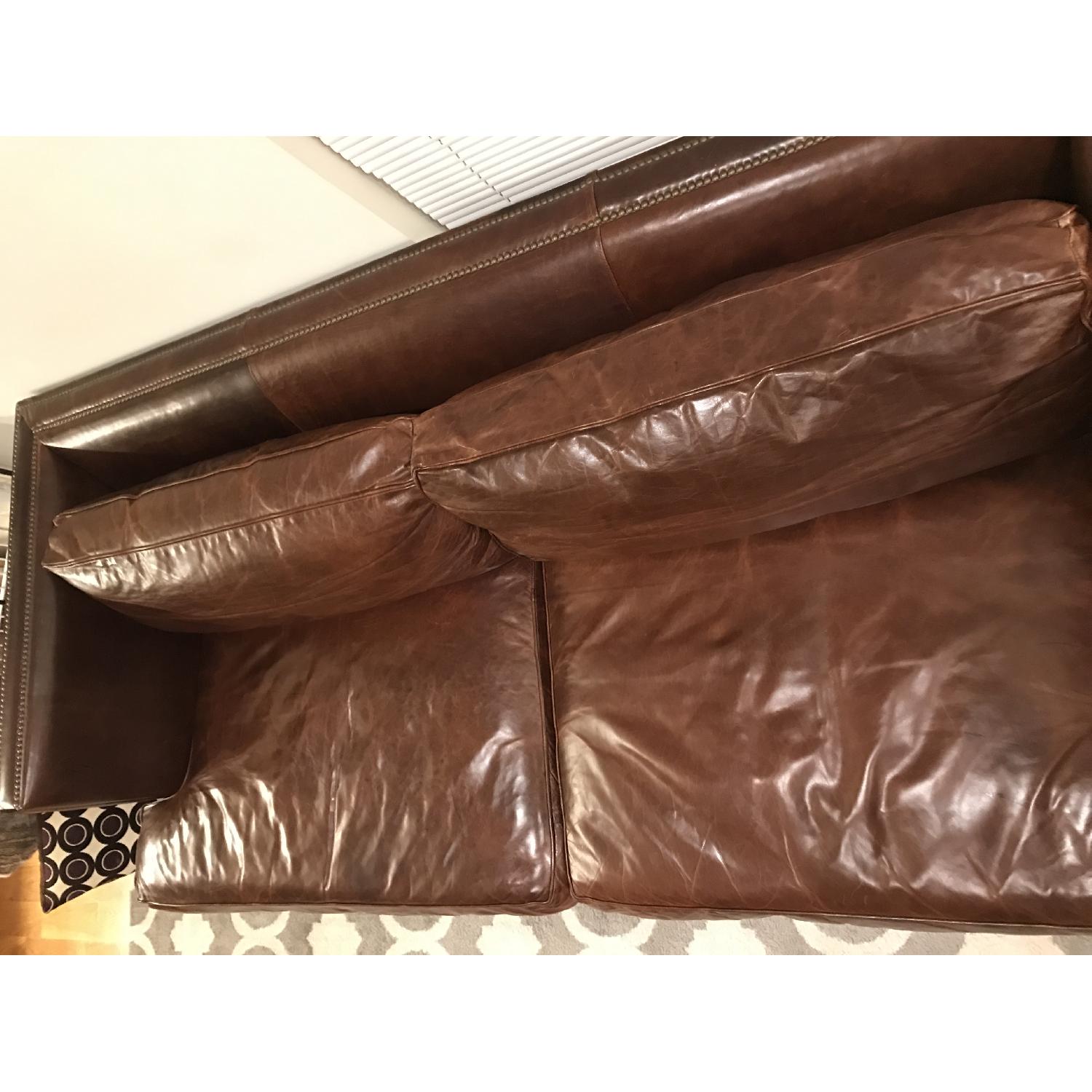 Restoration Hardware Easton Brompton Cocoa Leather Sofa - image-5