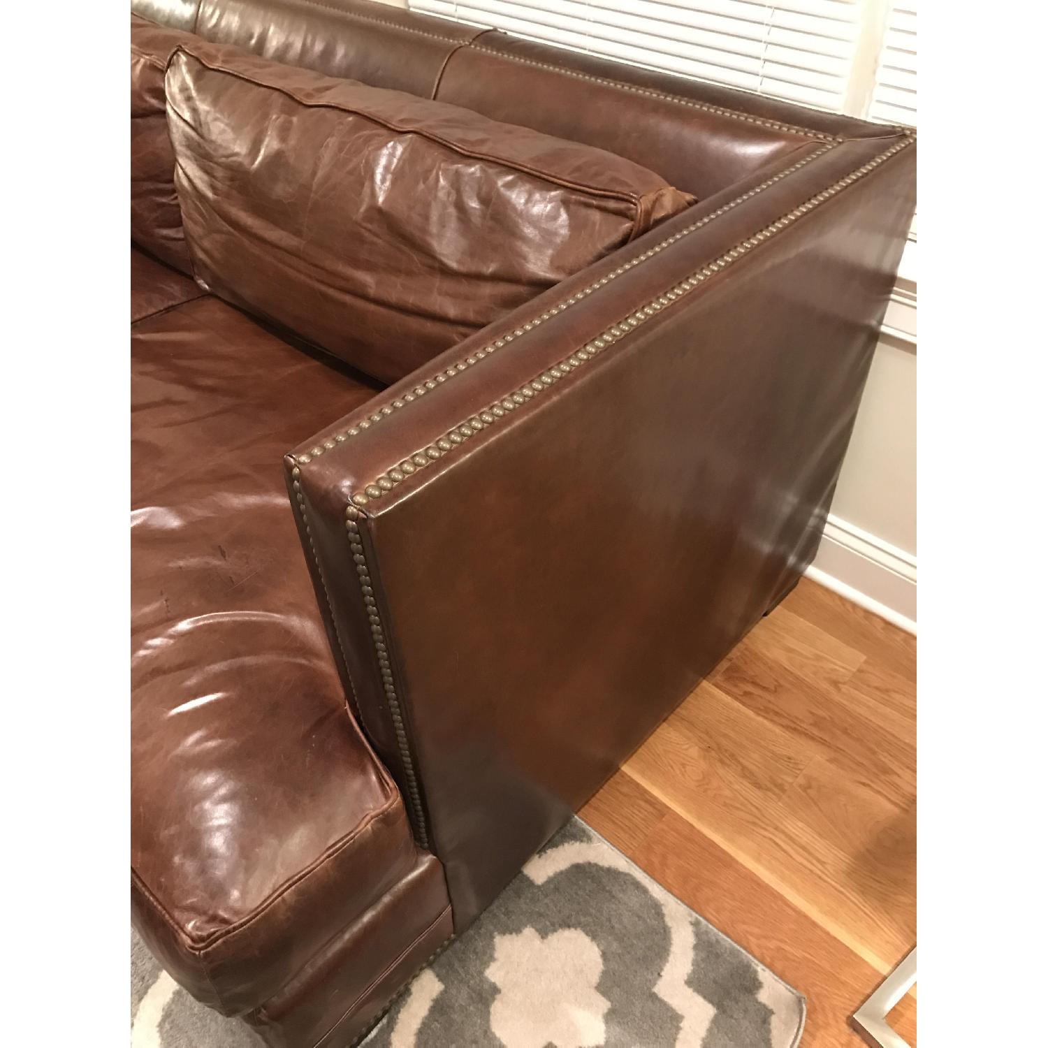 Restoration Hardware Easton Brompton Cocoa Leather Sofa - image-6