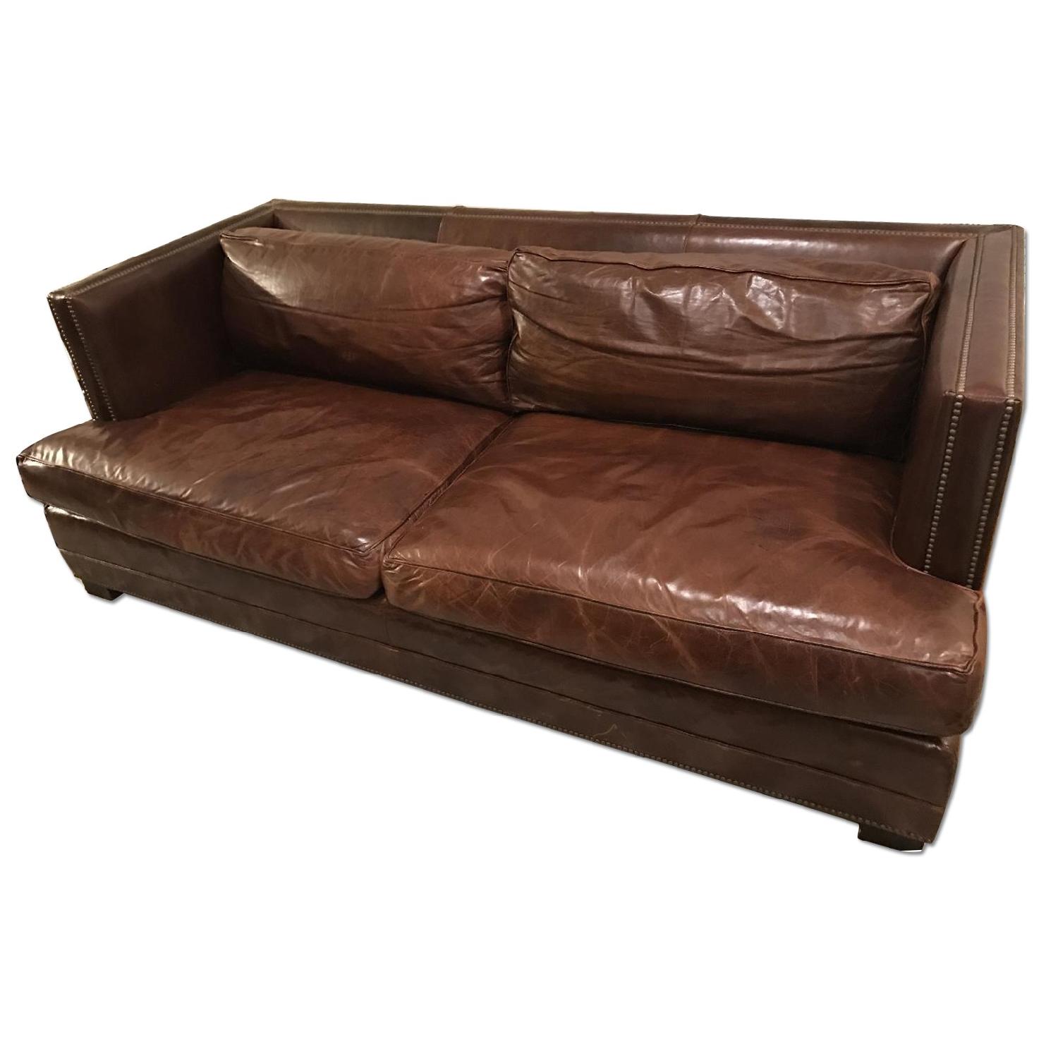 Restoration Hardware Easton Brompton Cocoa Leather Sofa AptDeco