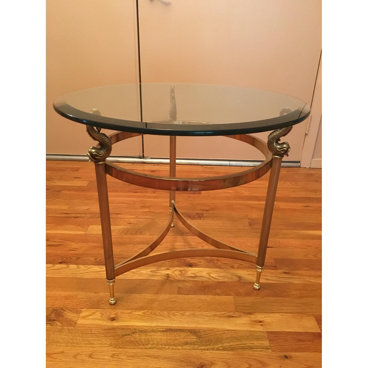 Glass & Brass Round Coffee Table - image-1