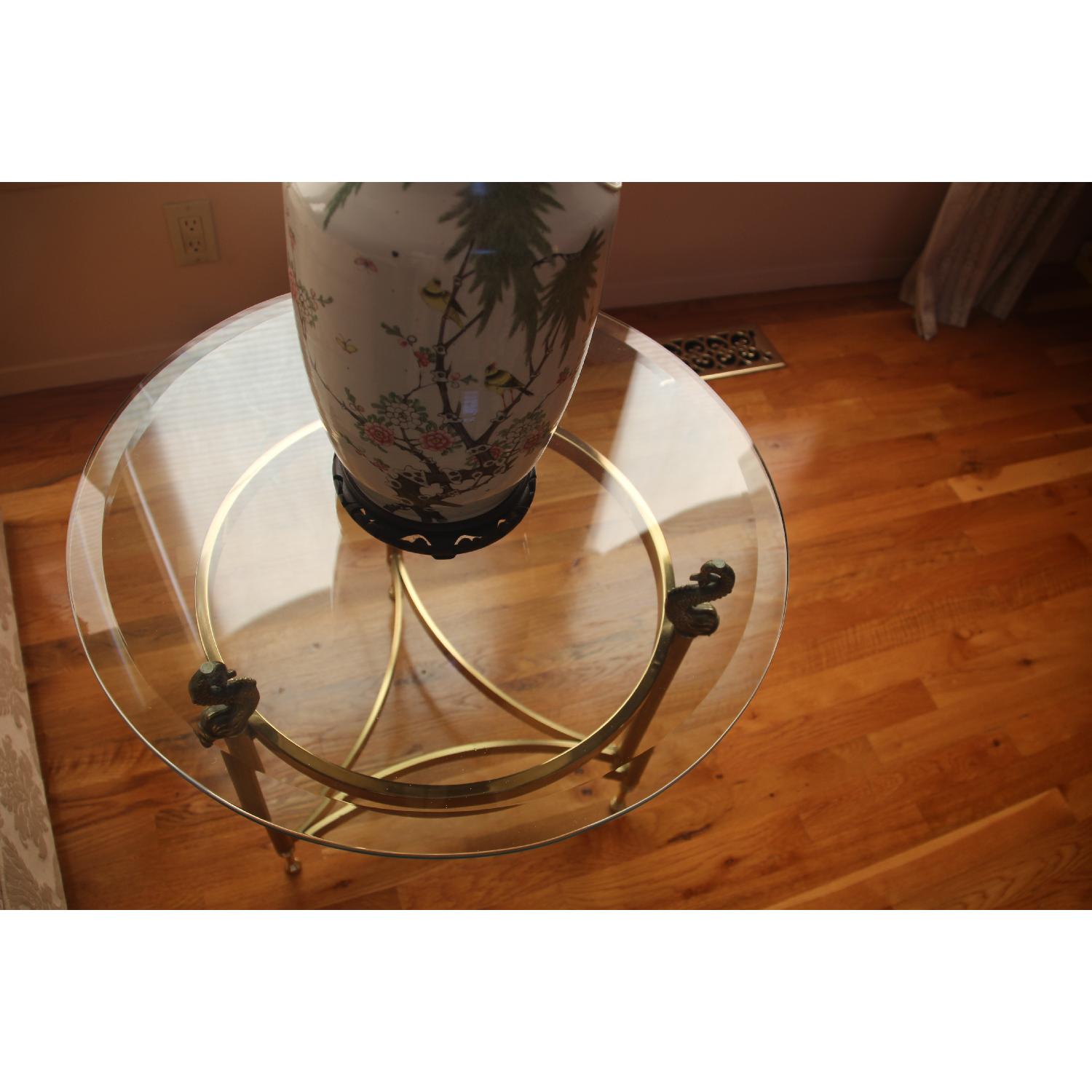 Glass & Brass Round Coffee Table - image-2