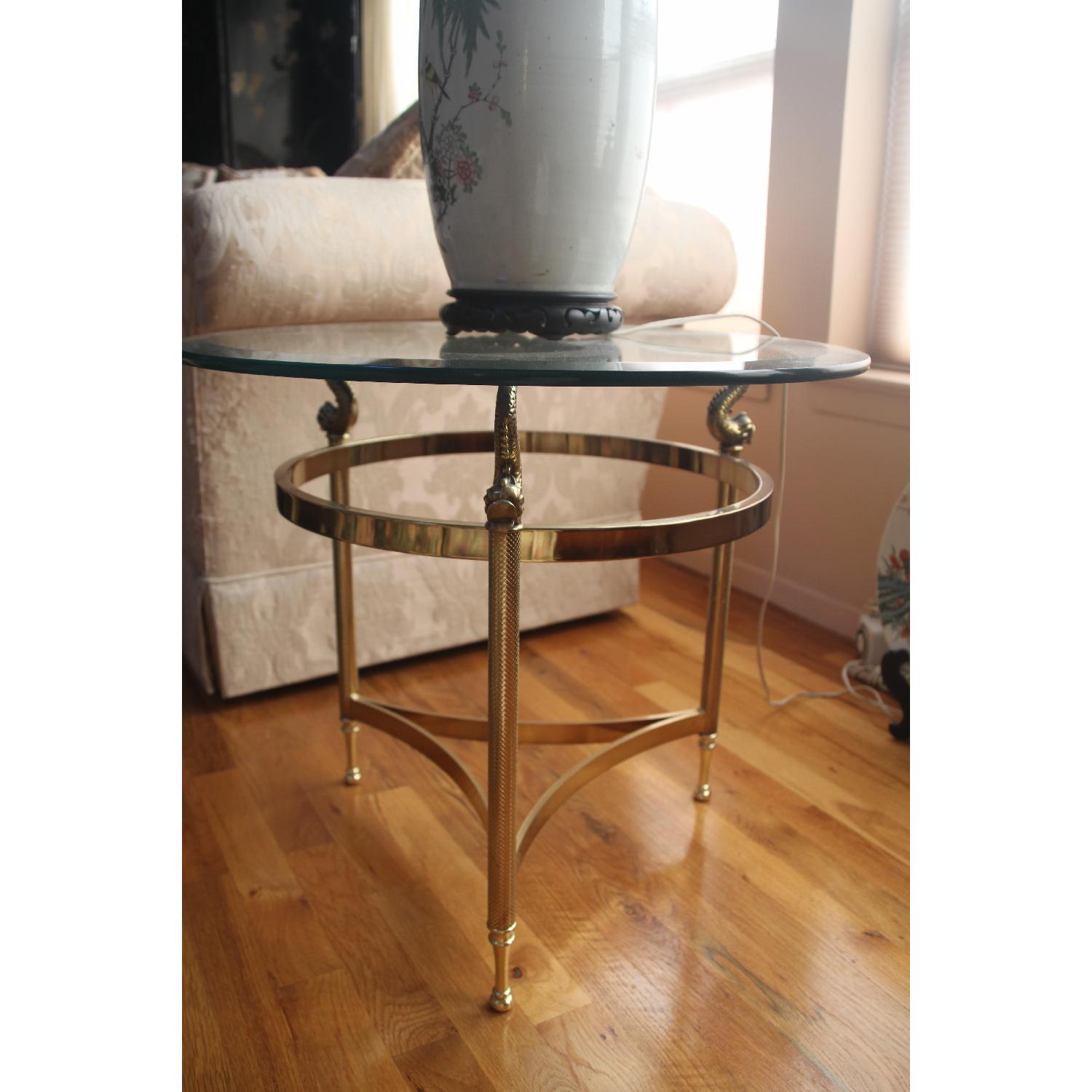 Glass & Brass Round Coffee Table - image-3