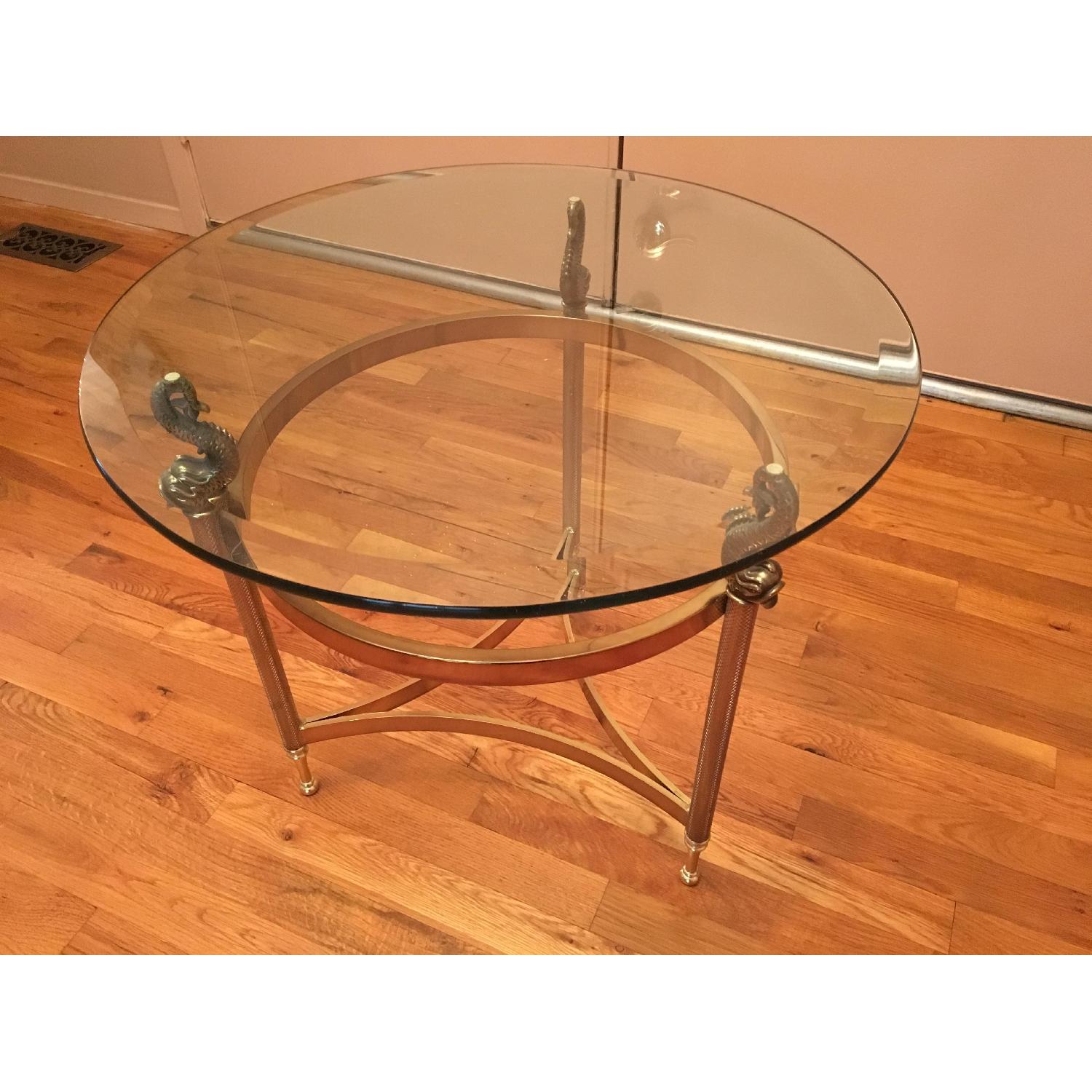Glass & Brass Round Coffee Table - image-4