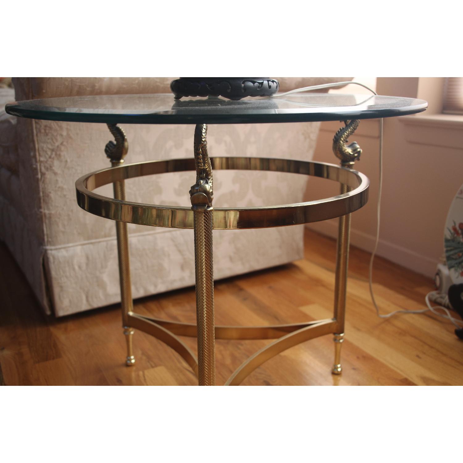 Glass & Brass Round Coffee Table - image-5