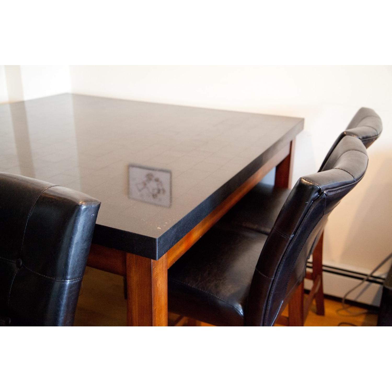 Black Granite Top Pub Table Set w/ 4 Chairs - image-13