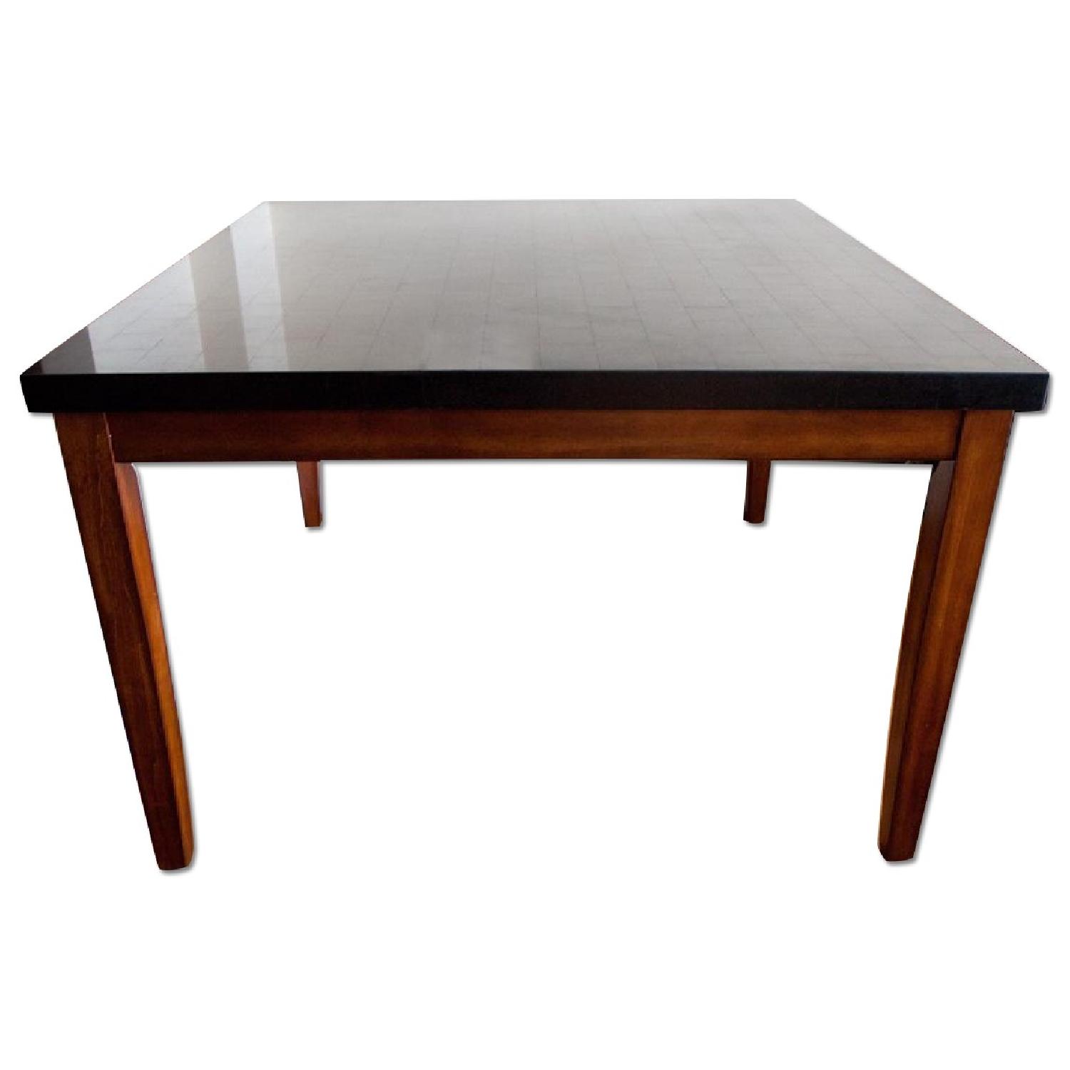 Black Granite Top Pub Table Set w/ 4 Chairs AptDeco