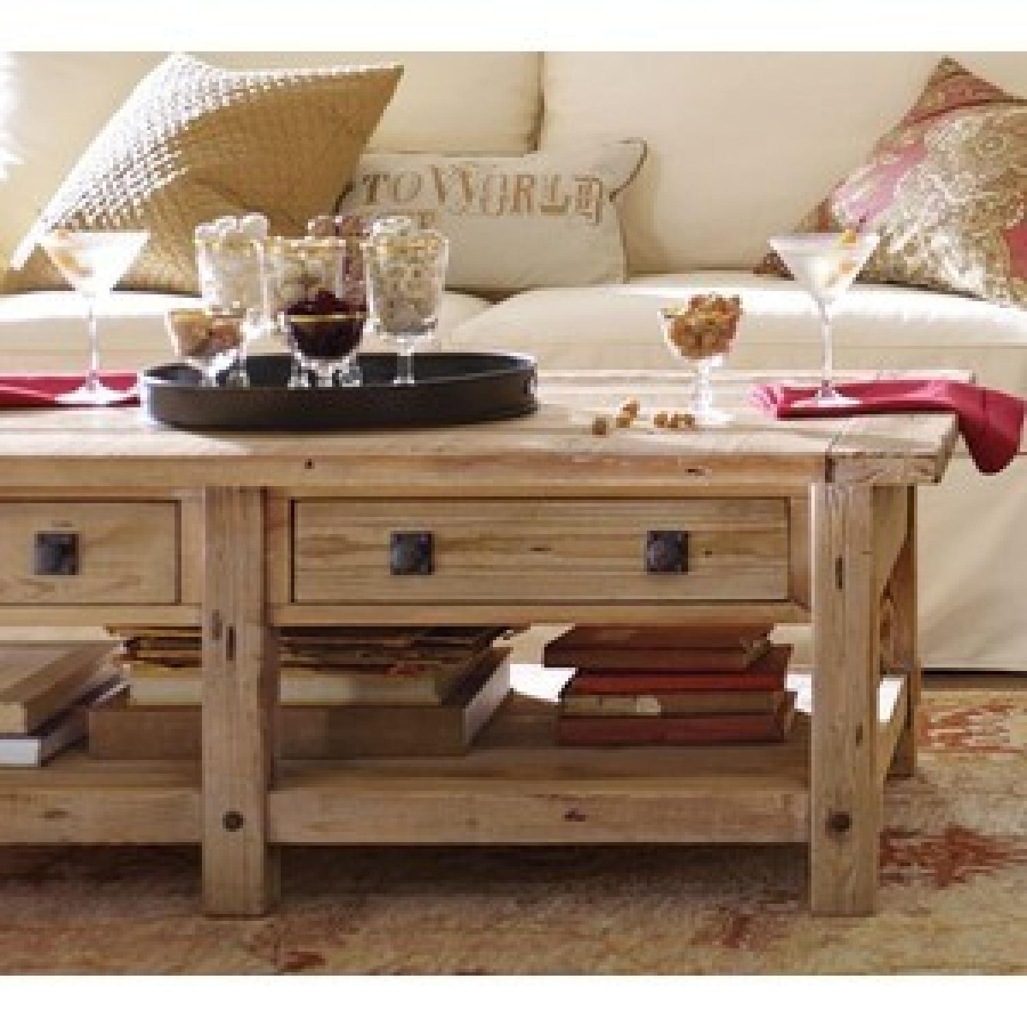 Pottery Barn Benchwright Rustic Mahogany Coffee Table - image-1