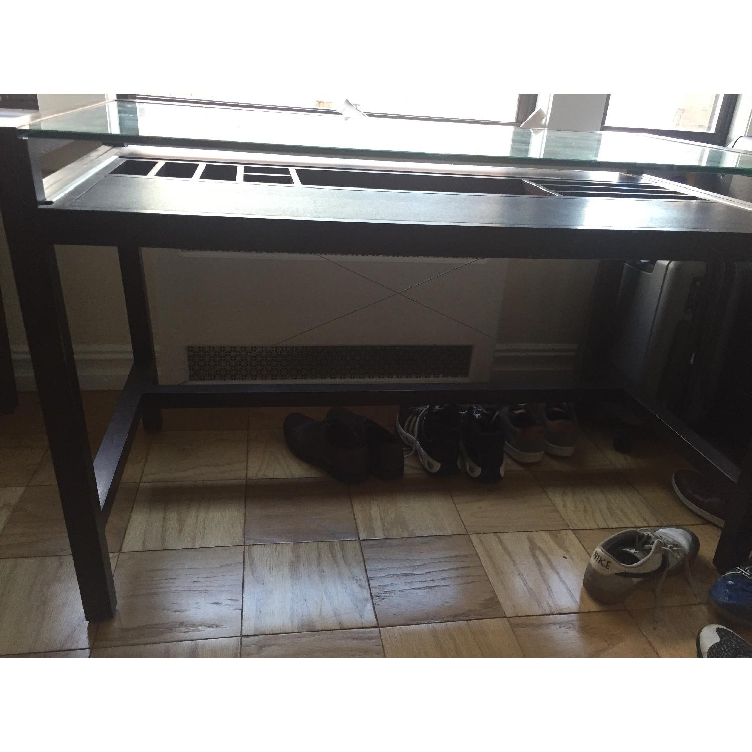 Crate & Barrell Glass Top Desk AptDeco