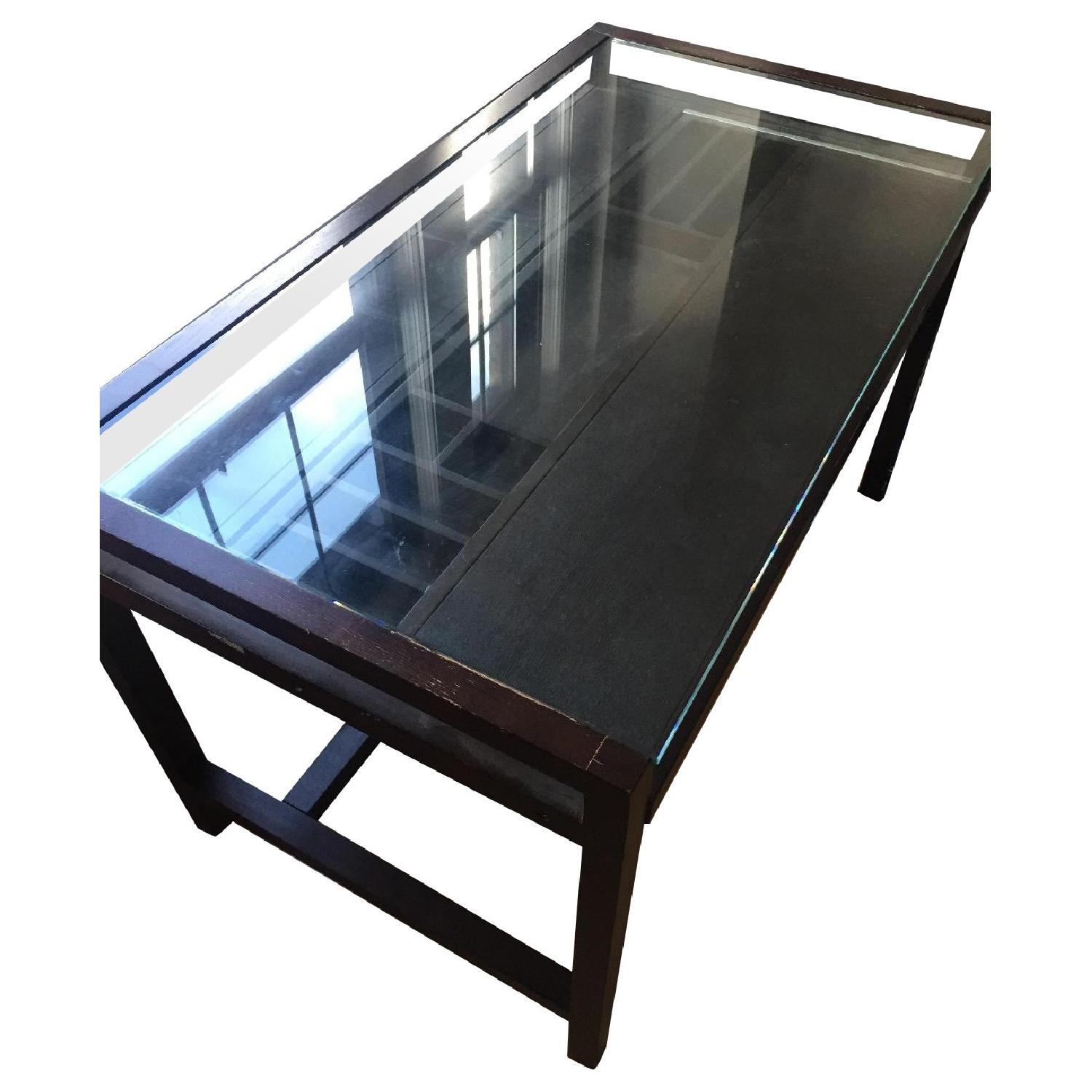 Crate & Barrell Glass Top Desk AptDeco