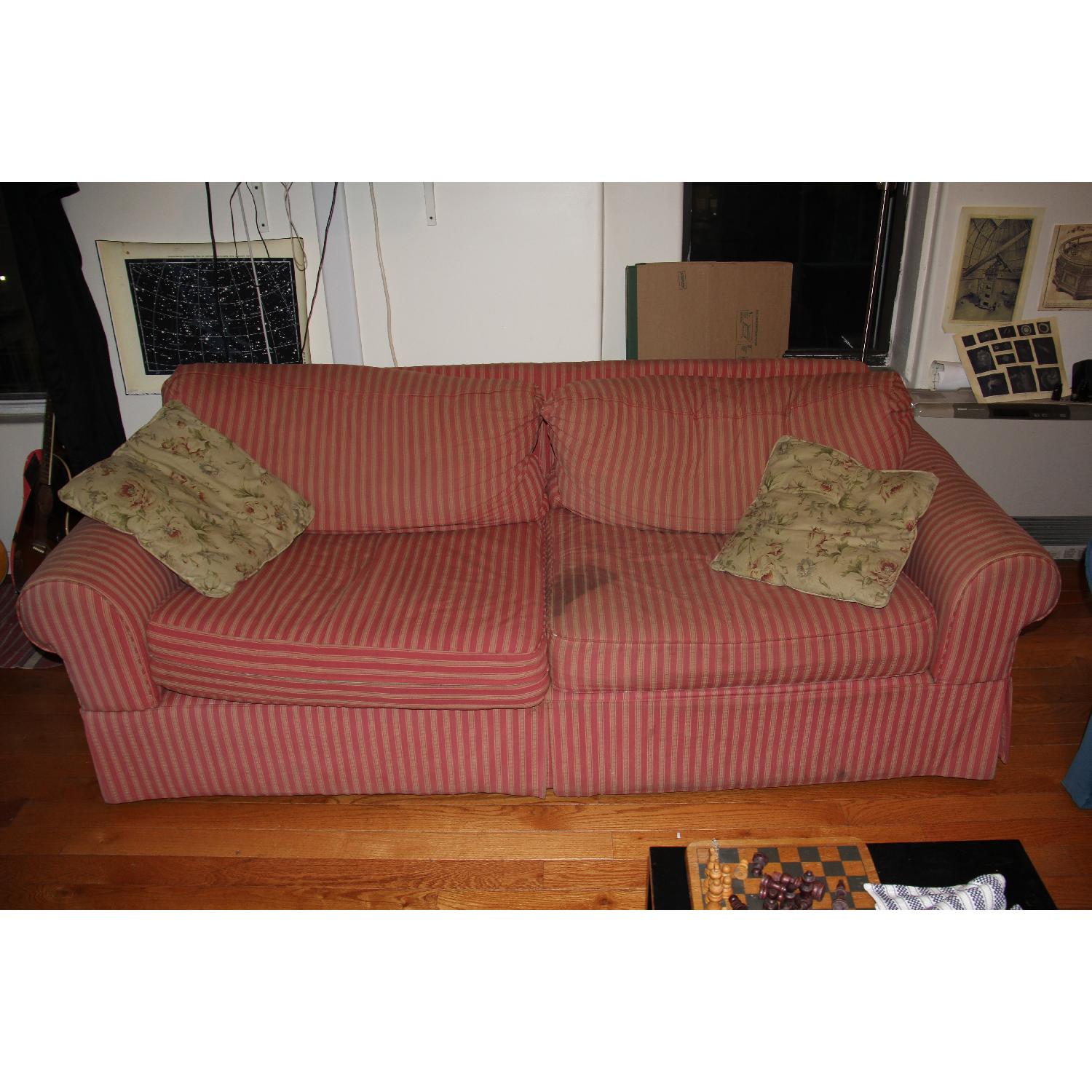 Striped Fabric Couch - image-1