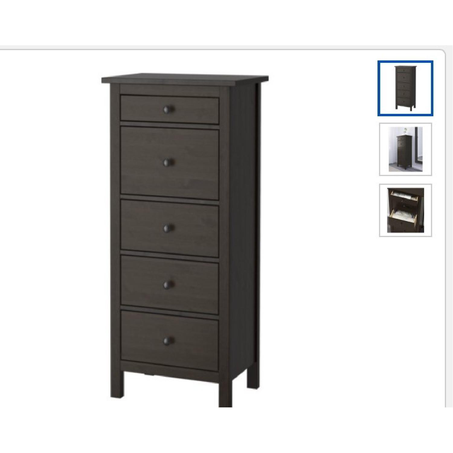 Ikea Brown/Black Tall Wood : 5 Drawer Dresser - image-1
