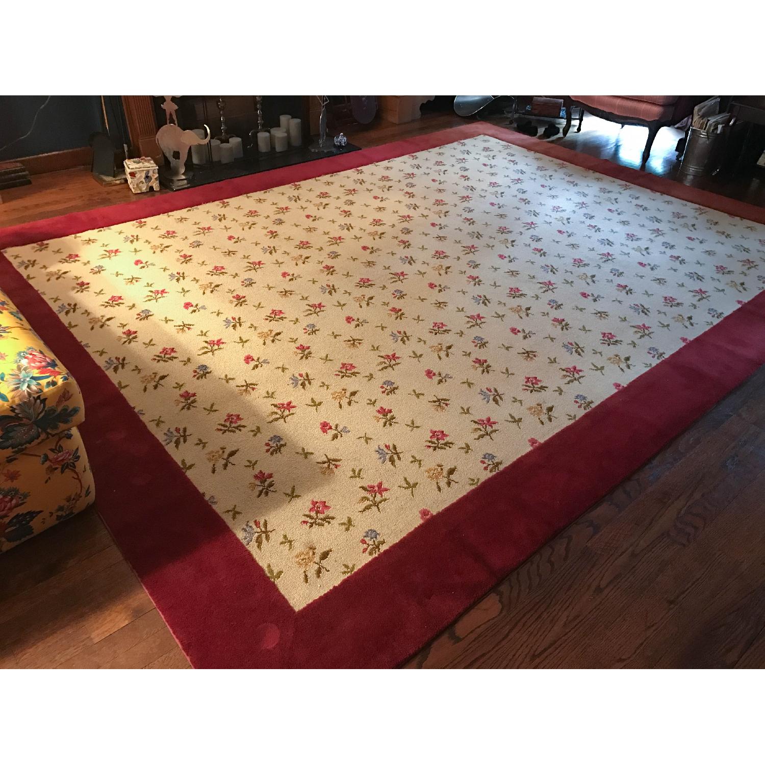 Floral Wool Hook Rug w/ Border - image-2