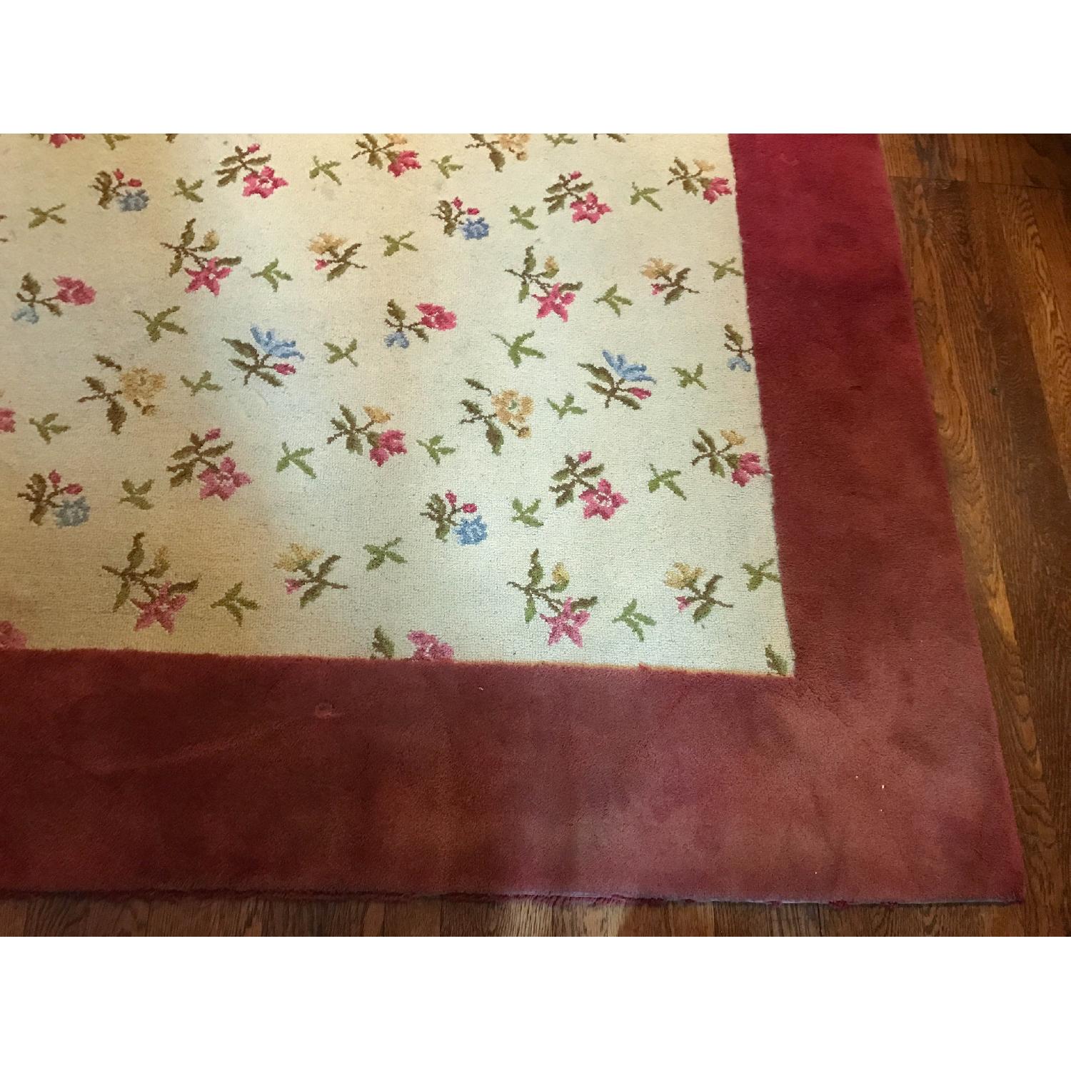Floral Wool Hook Rug w/ Border - image-3