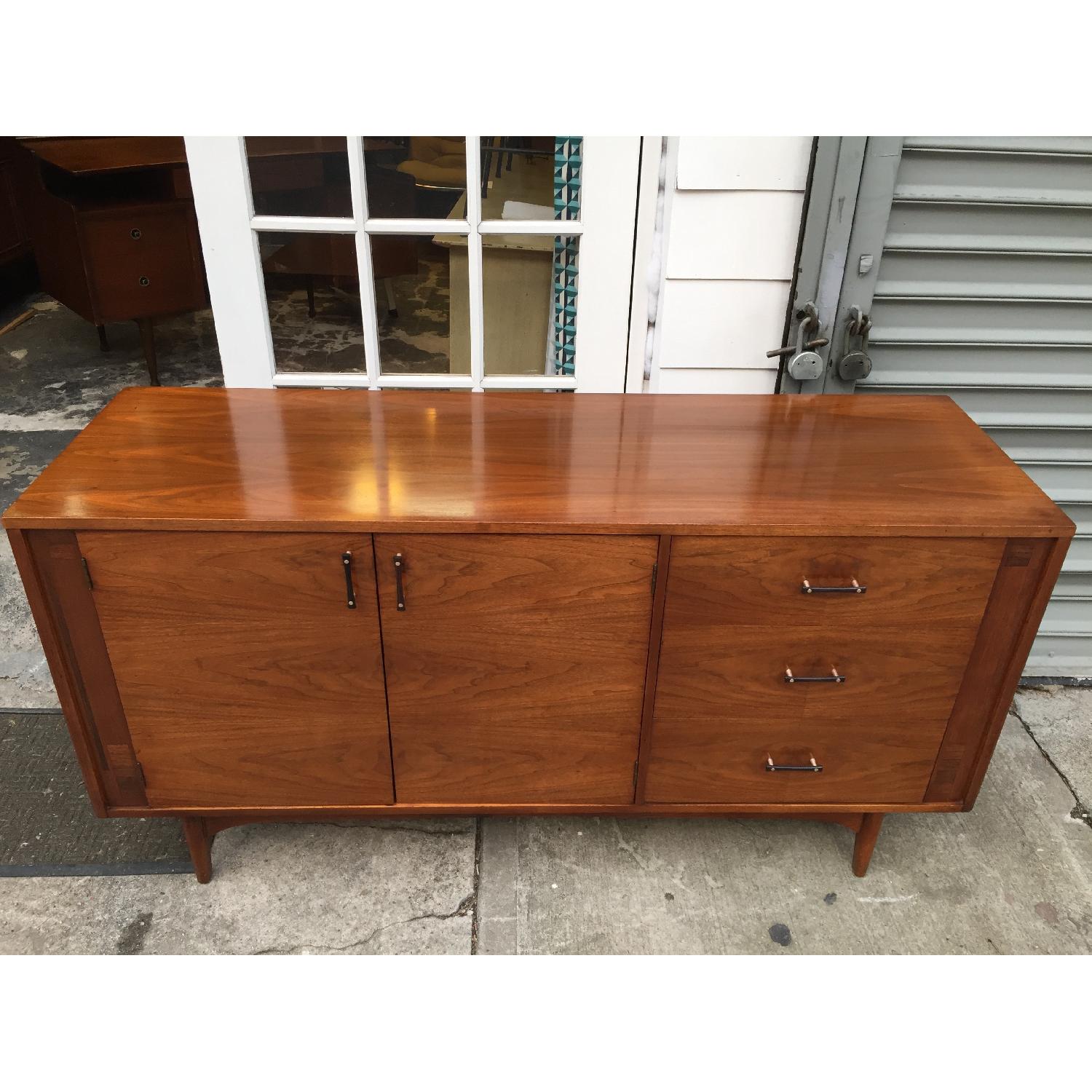 Mid Century Modern Walnut Media Cabinet/Credenza w/ Brass & Ebony Pulls - image-2