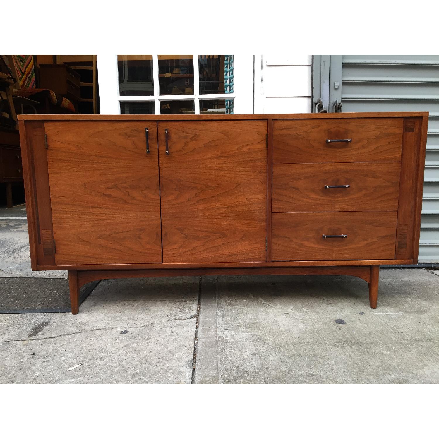 Mid Century Modern Walnut Media Cabinet/Credenza w/ Brass & Ebony Pulls - image-3
