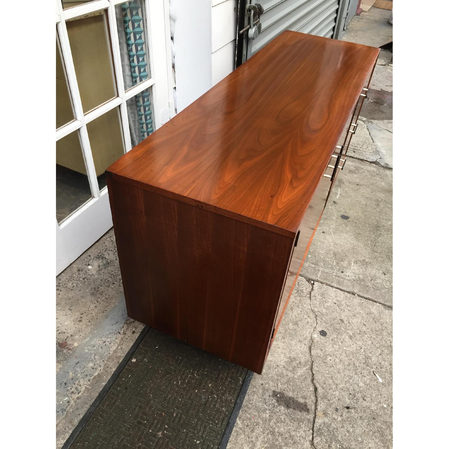 Mid Century Modern Walnut Media Cabinet/Credenza w/ Brass & Ebony Pulls - image-4