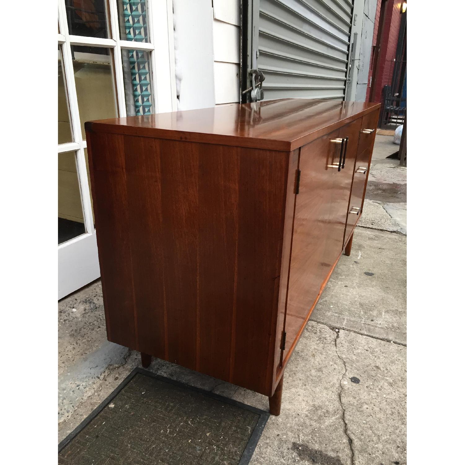 Mid Century Modern Walnut Media Cabinet/Credenza w/ Brass & Ebony Pulls - image-5