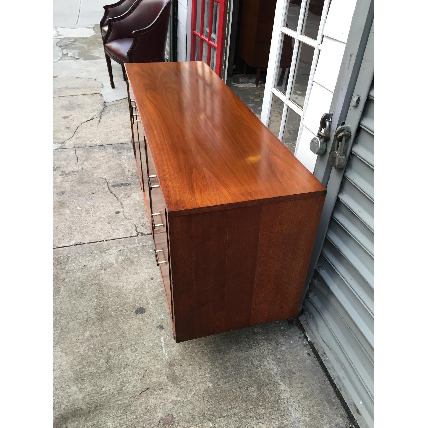 Mid Century Modern Walnut Media Cabinet/Credenza w/ Brass & Ebony Pulls - image-7