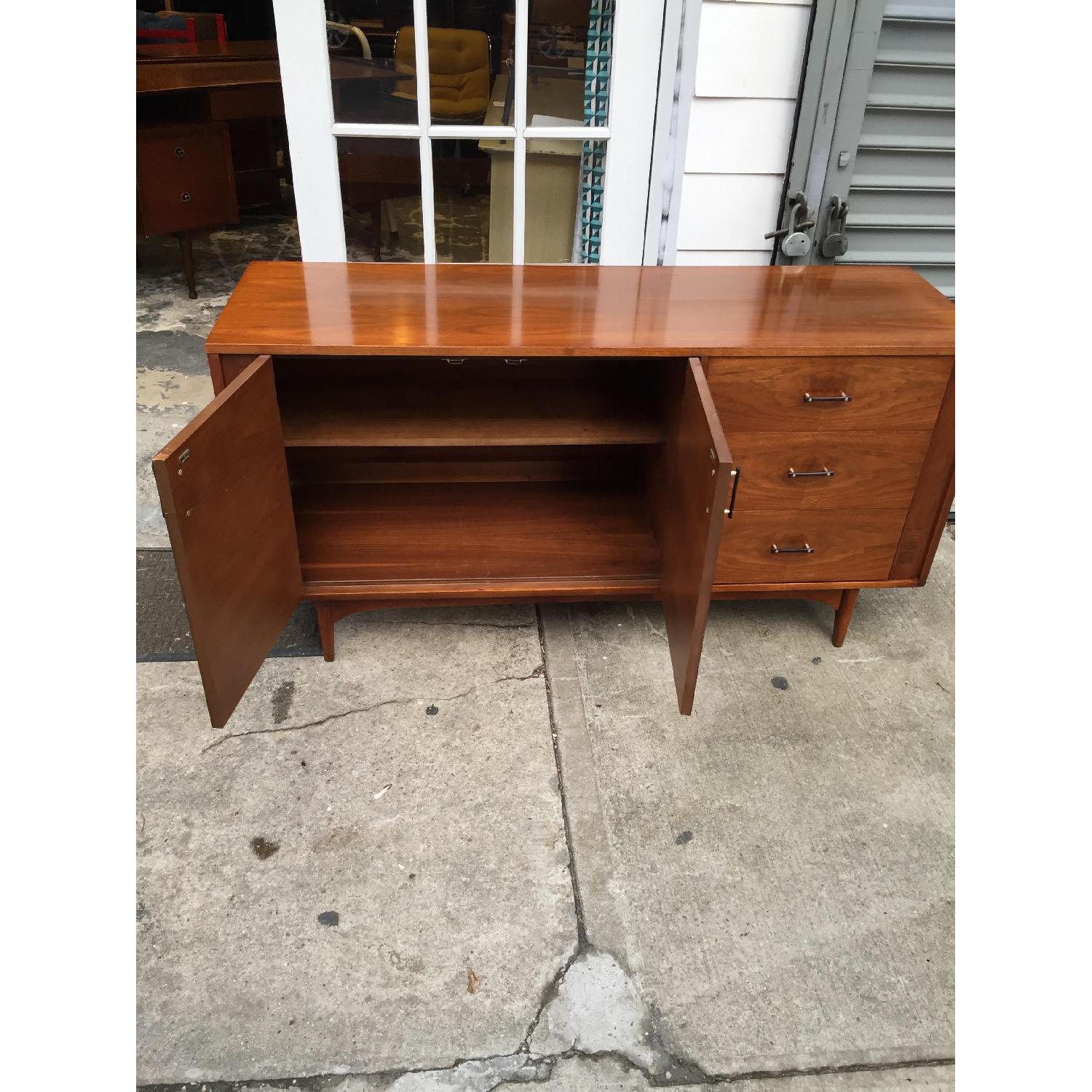 Mid Century Modern Walnut Media Cabinet/Credenza w/ Brass & Ebony Pulls - image-8