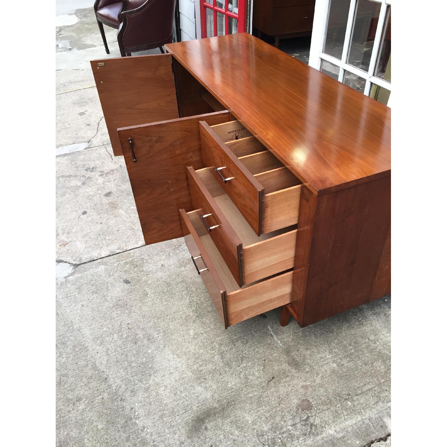 Mid Century Modern Walnut Media Cabinet/Credenza w/ Brass & Ebony Pulls - image-9
