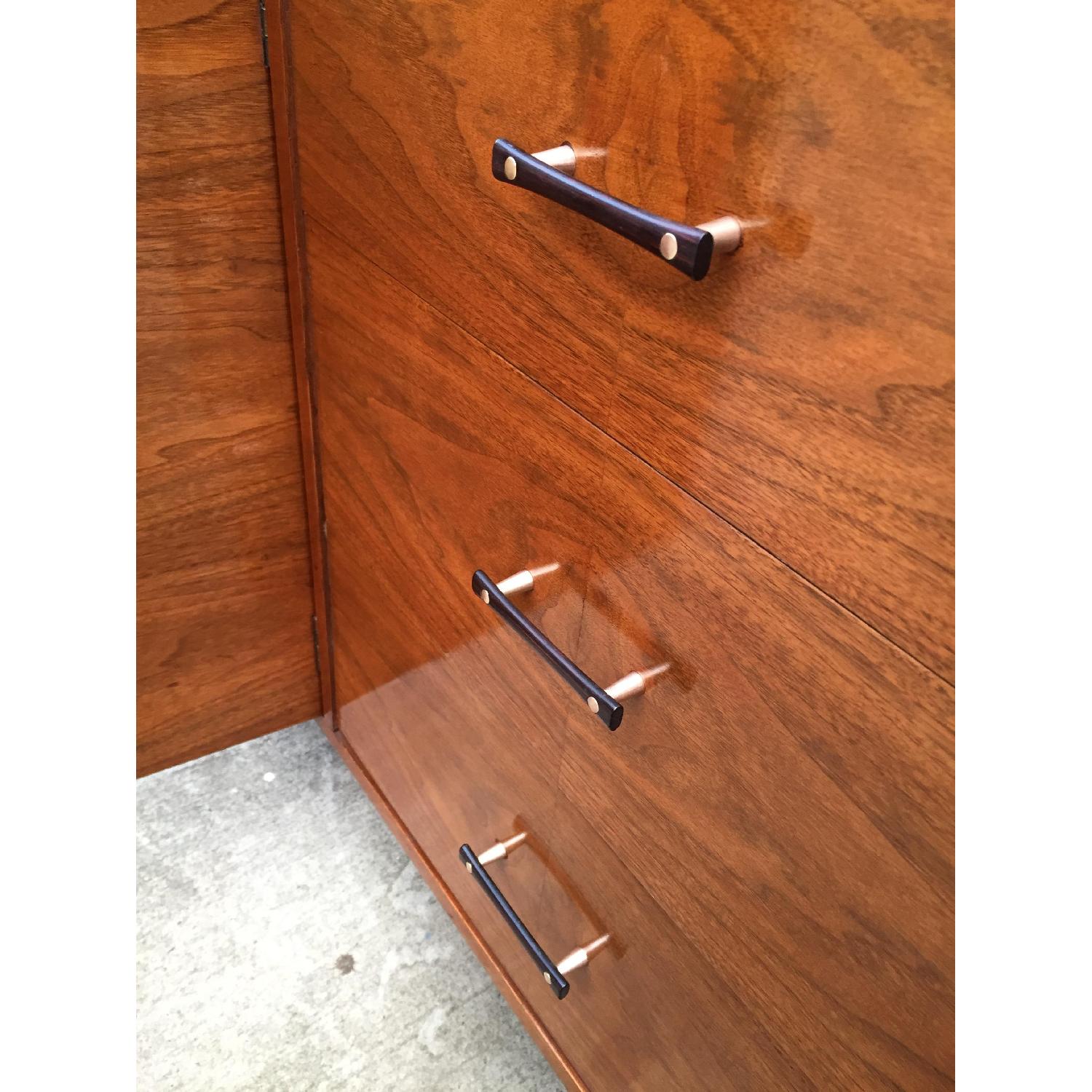 Mid Century Modern Walnut Media Cabinet/Credenza w/ Brass & Ebony Pulls - image-11