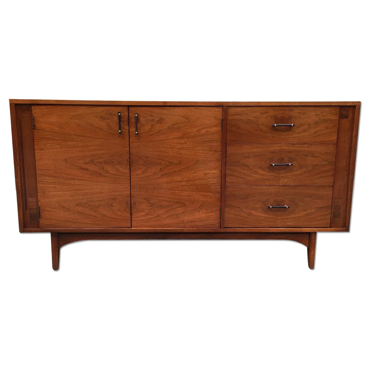 Mid Century Modern Walnut Media Cabinet/Credenza w/ Brass & Ebony Pulls - image-12