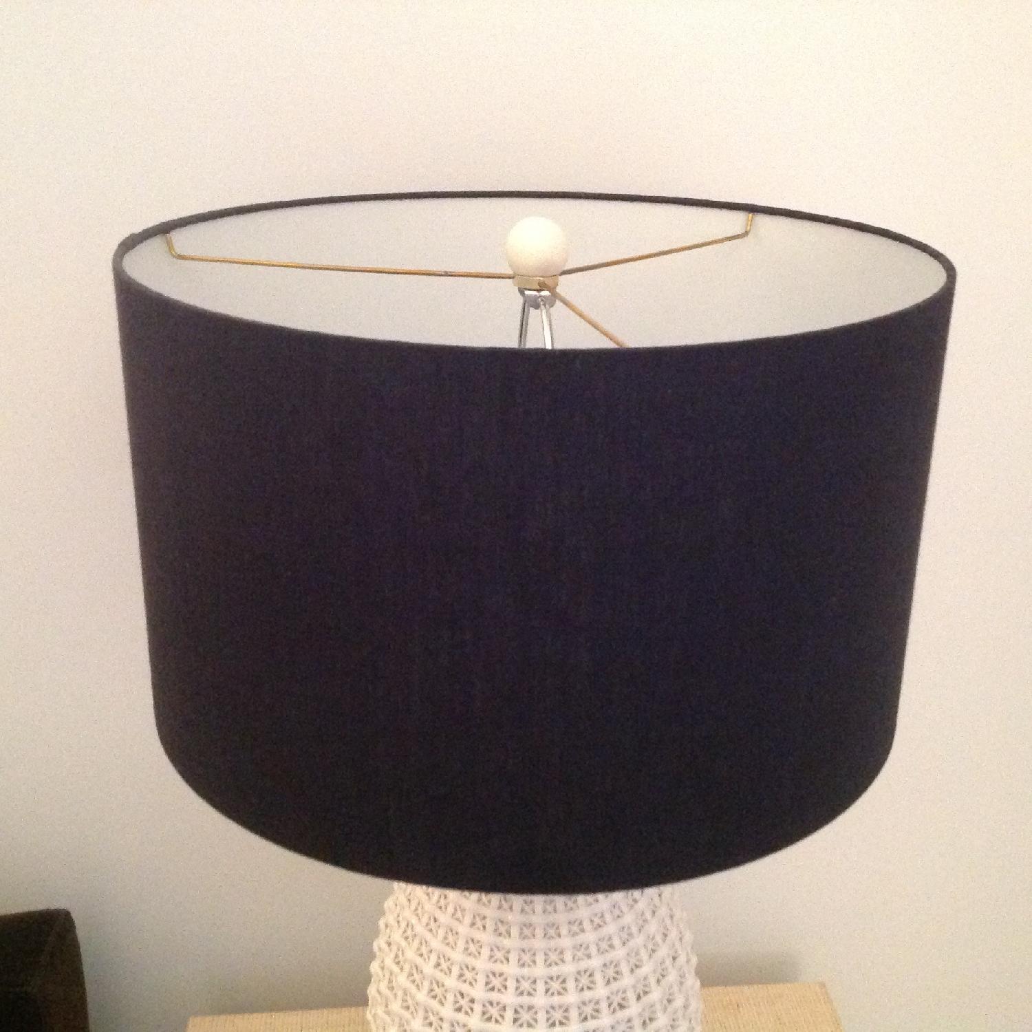 Lillian August White Table Lamps w/ Black Shades - image-1