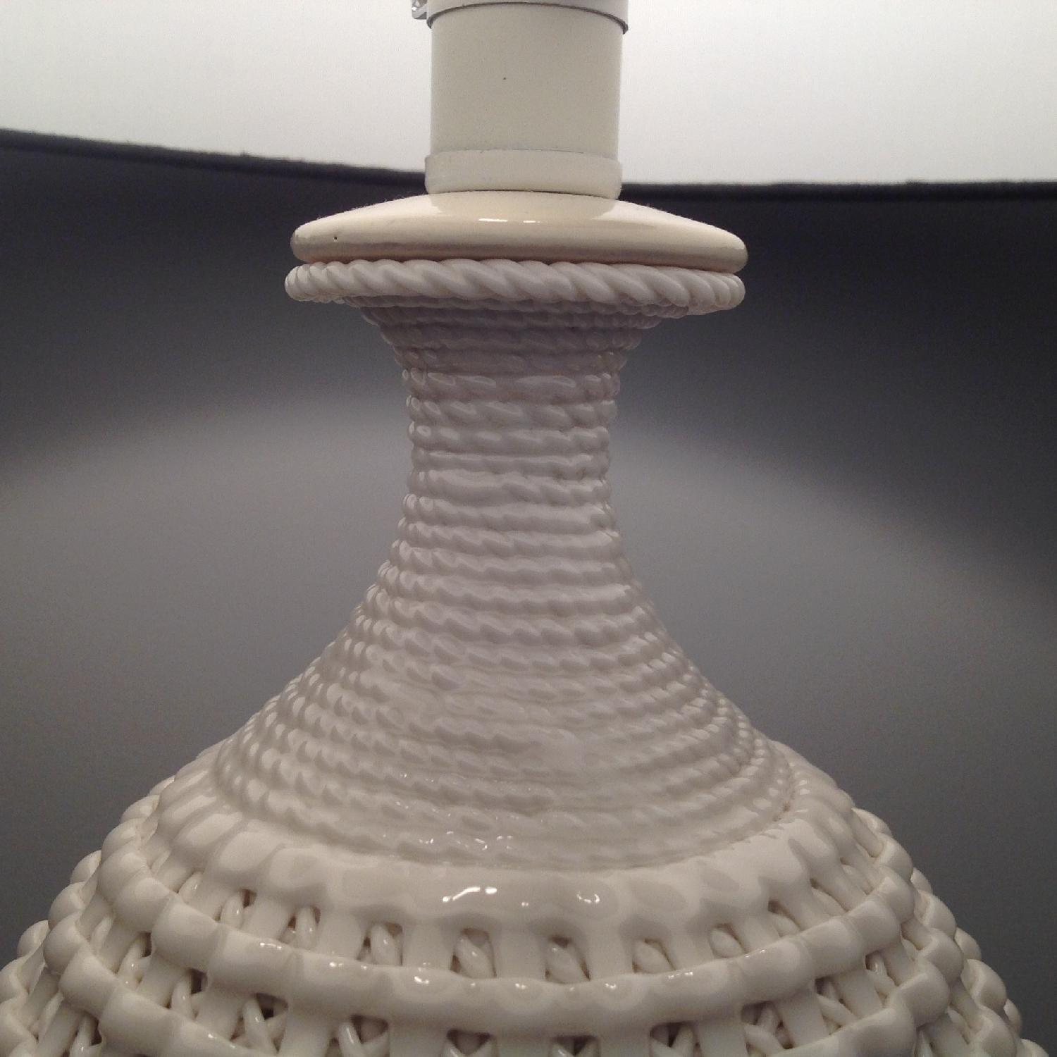 Lillian August White Table Lamps w/ Black Shades - image-5