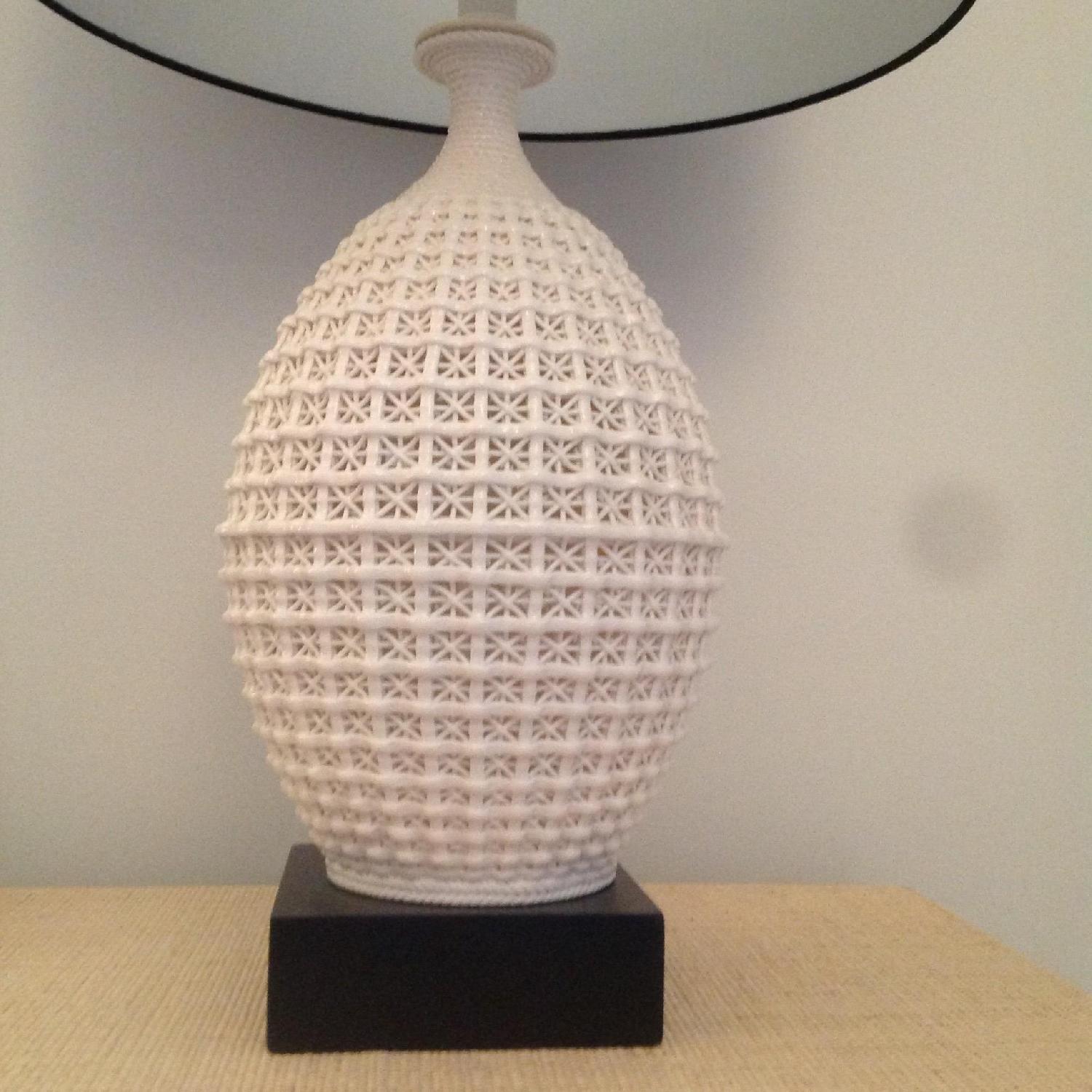 Lillian August White Table Lamps w/ Black Shades - image-7