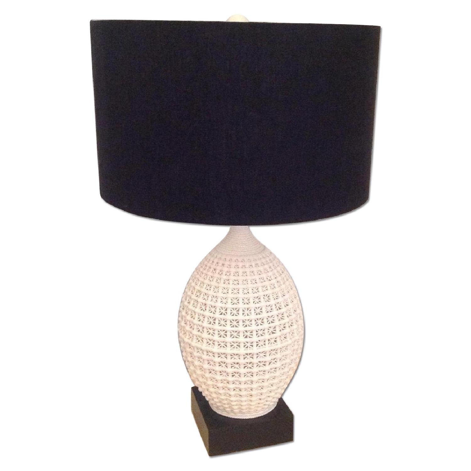 Lillian August White Table Lamps w/ Black Shades - image-8