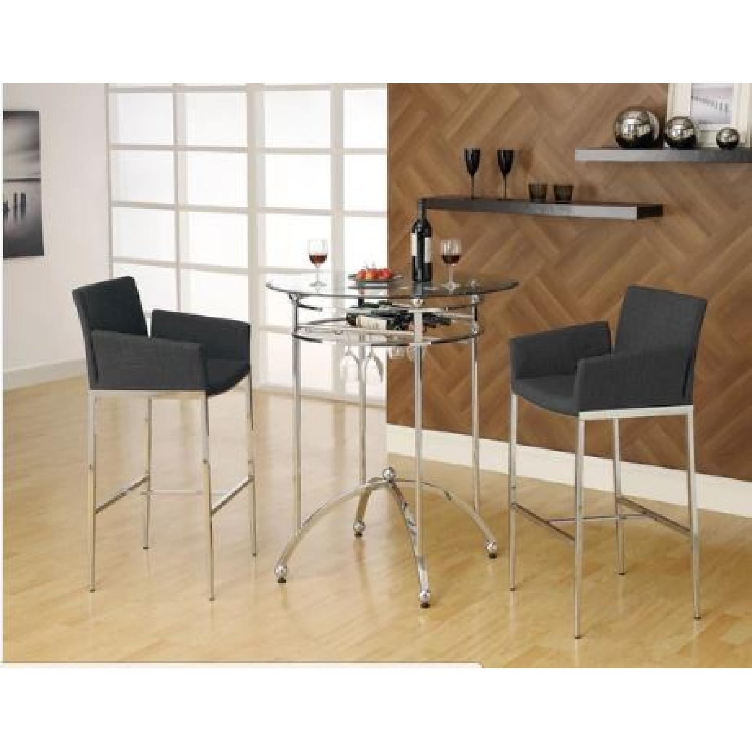 Bar Table w/ 3 Grey Bar Stools - image-2