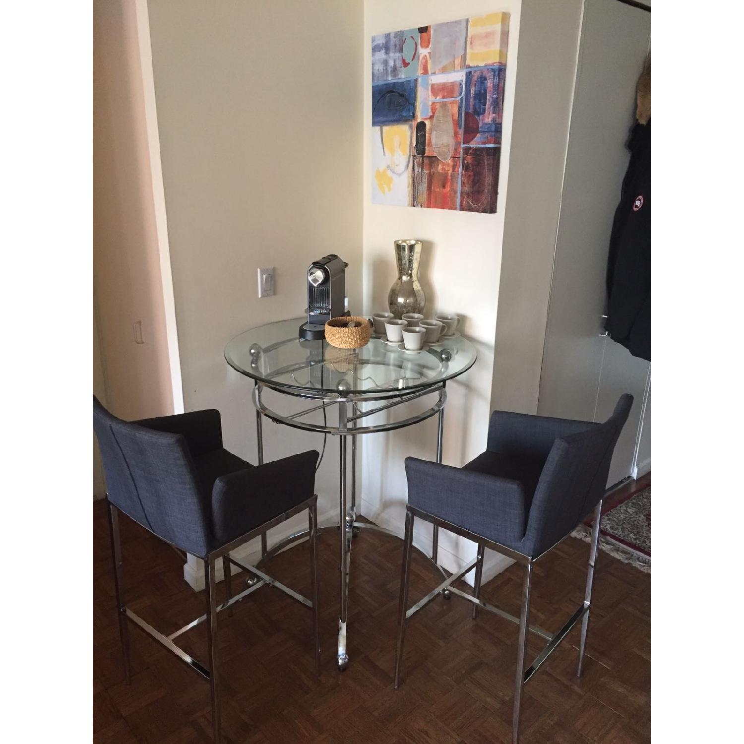 Bar Table w/ 3 Grey Bar Stools - image-5