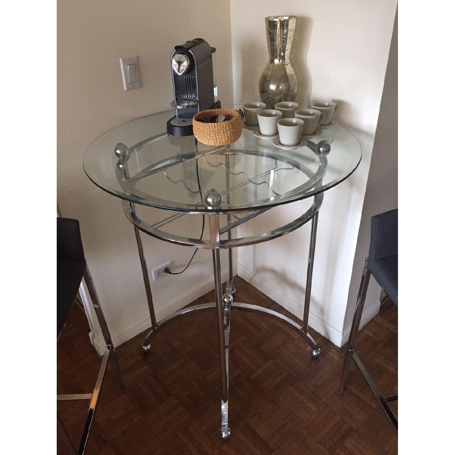 Bar Table w/ 3 Grey Bar Stools - image-6