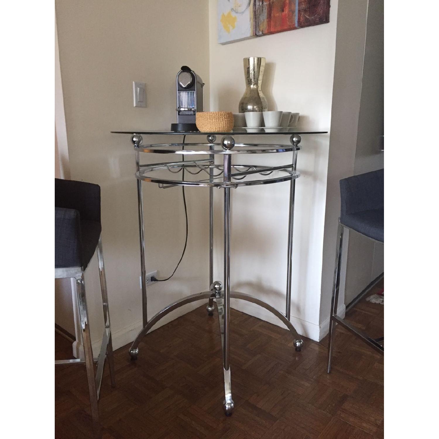 Bar Table w/ 3 Grey Bar Stools - image-7