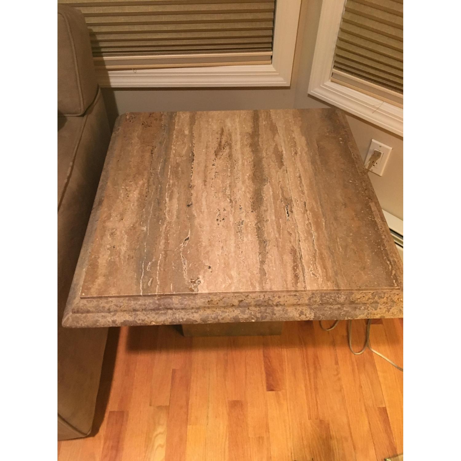 Maurice Villency Walnut Travertine End Table - image-2