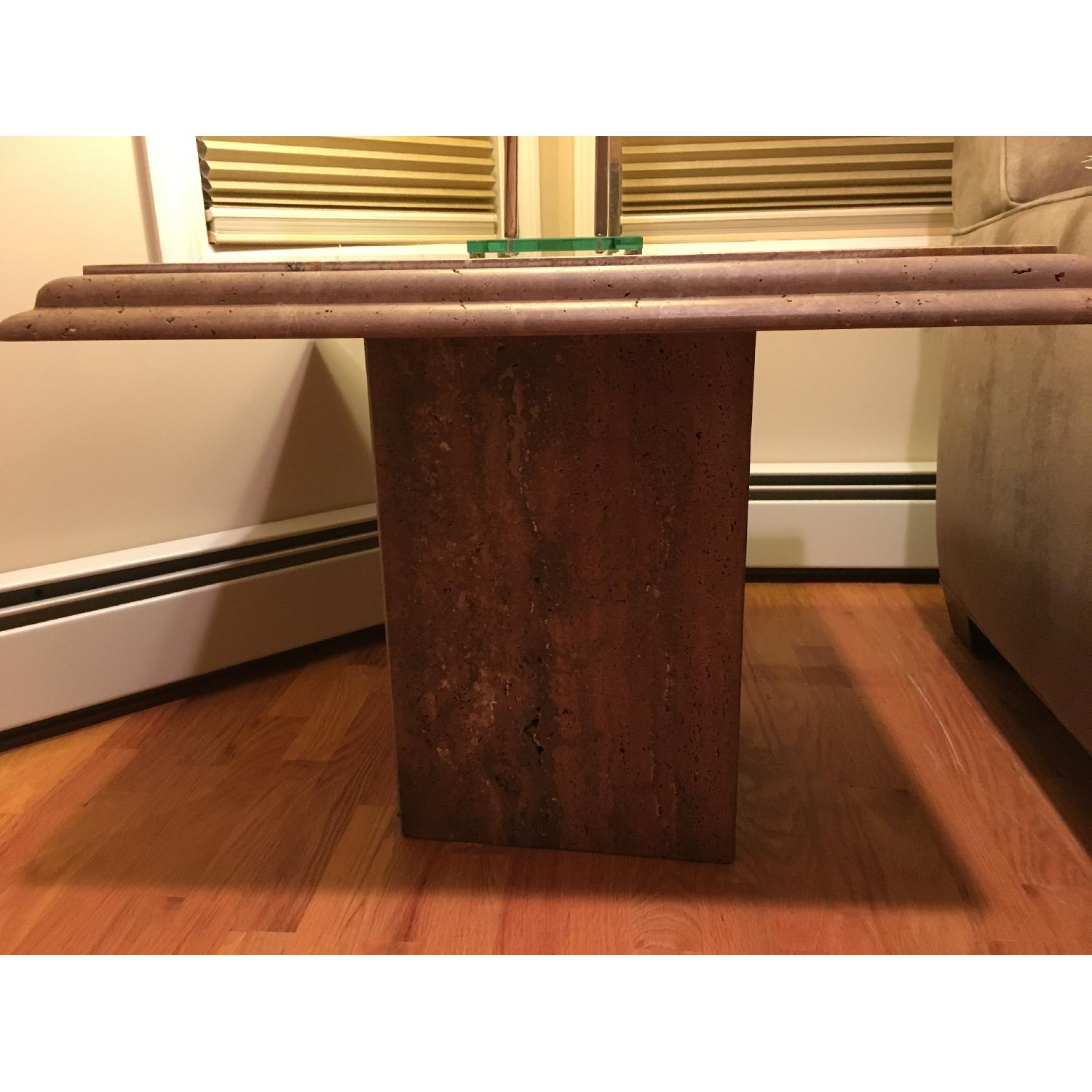 Maurice Villency Walnut Travertine End Table - image-3