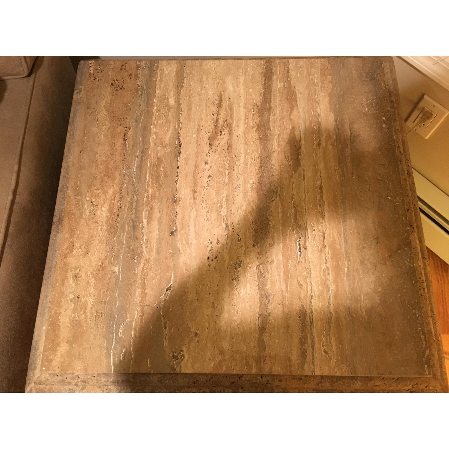 Maurice Villency Walnut Travertine End Table - image-4