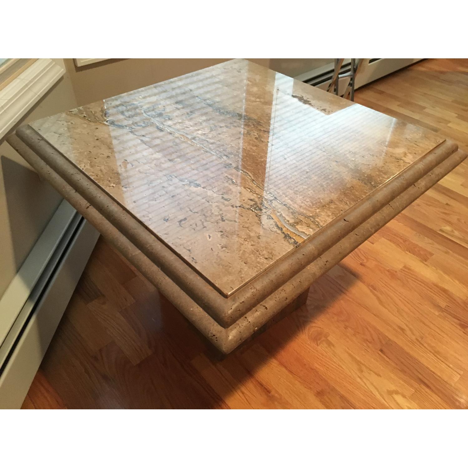 Maurice Villency Walnut Travertine End Table - image-5