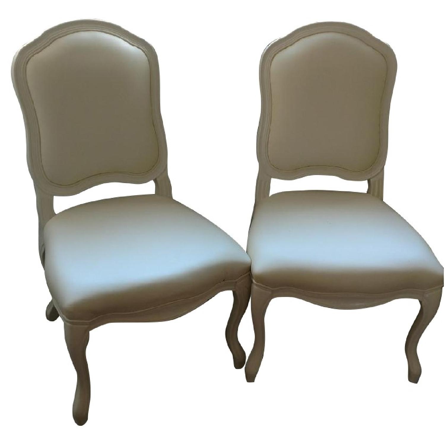 CB2 Modern White Leather & Wood Dining Chair AptDeco