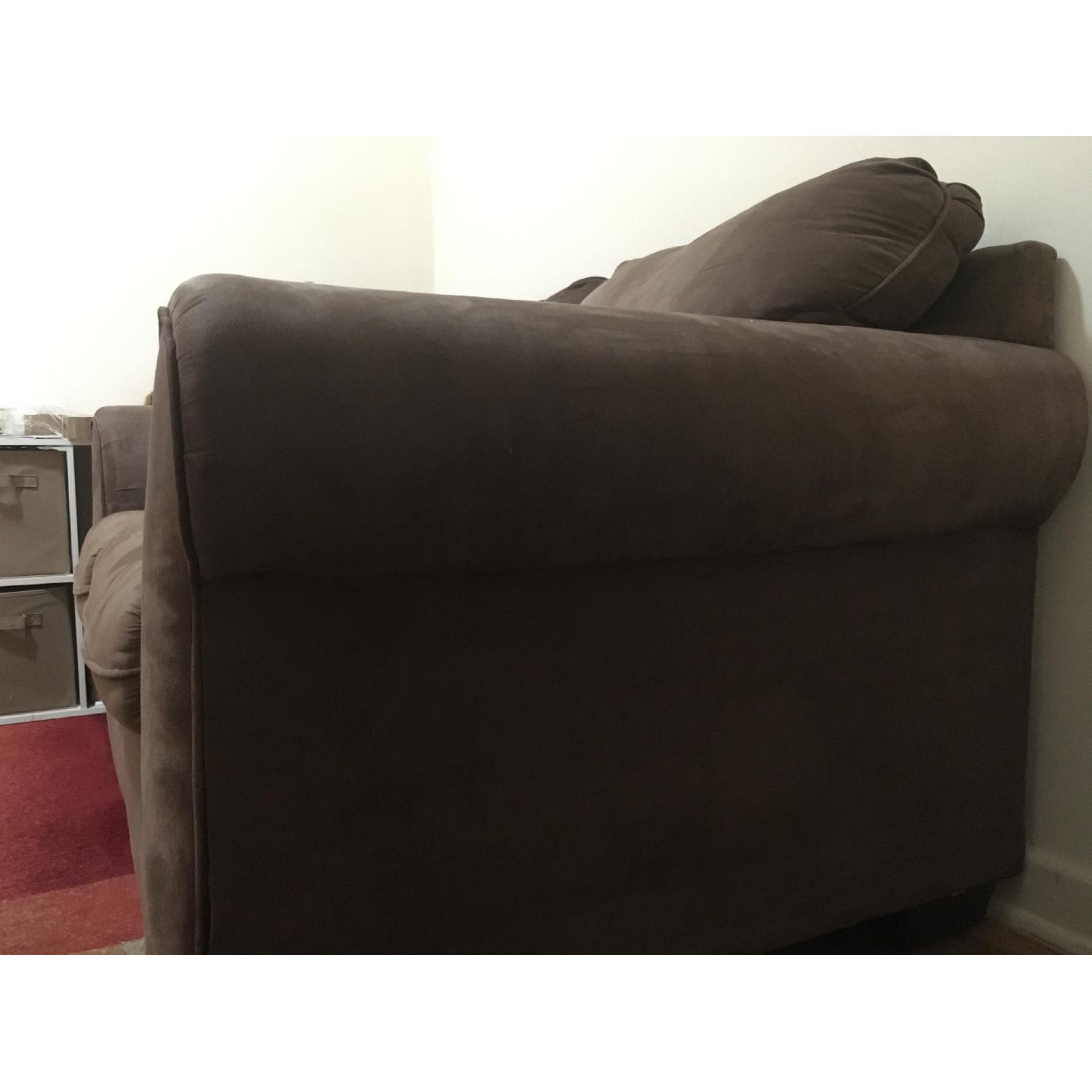 Dark Brown Fabric Loveseat - image-2