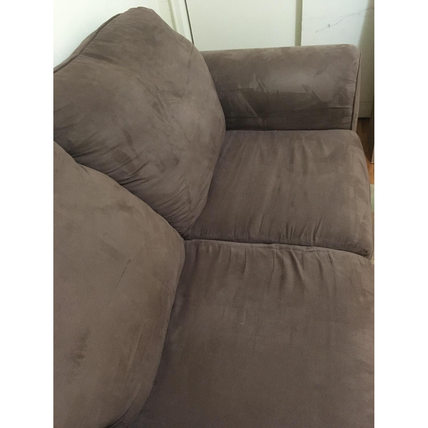 Dark Brown Fabric Loveseat - image-3