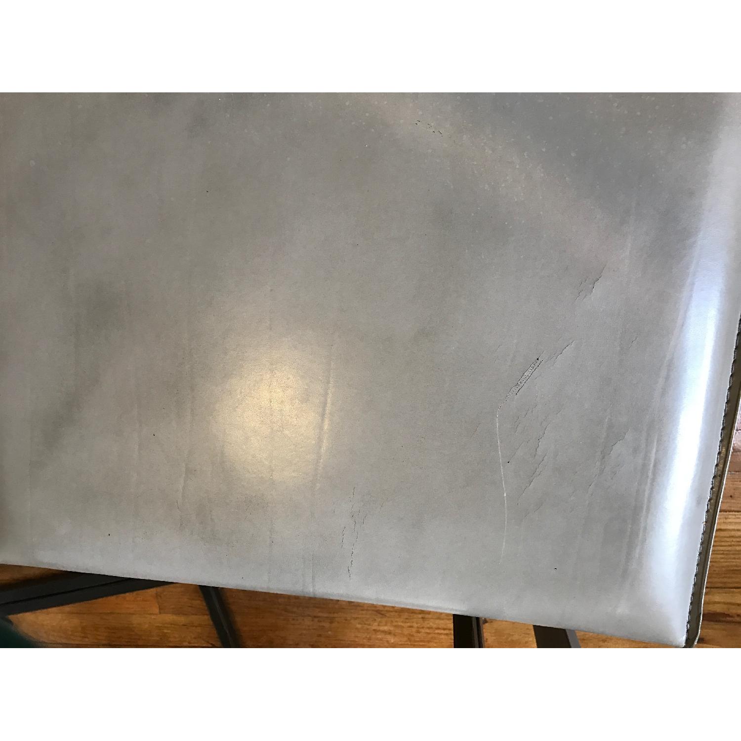 Crate & Barrel Glass Round Dining Table w/ 4 Leather Chairs - image-5