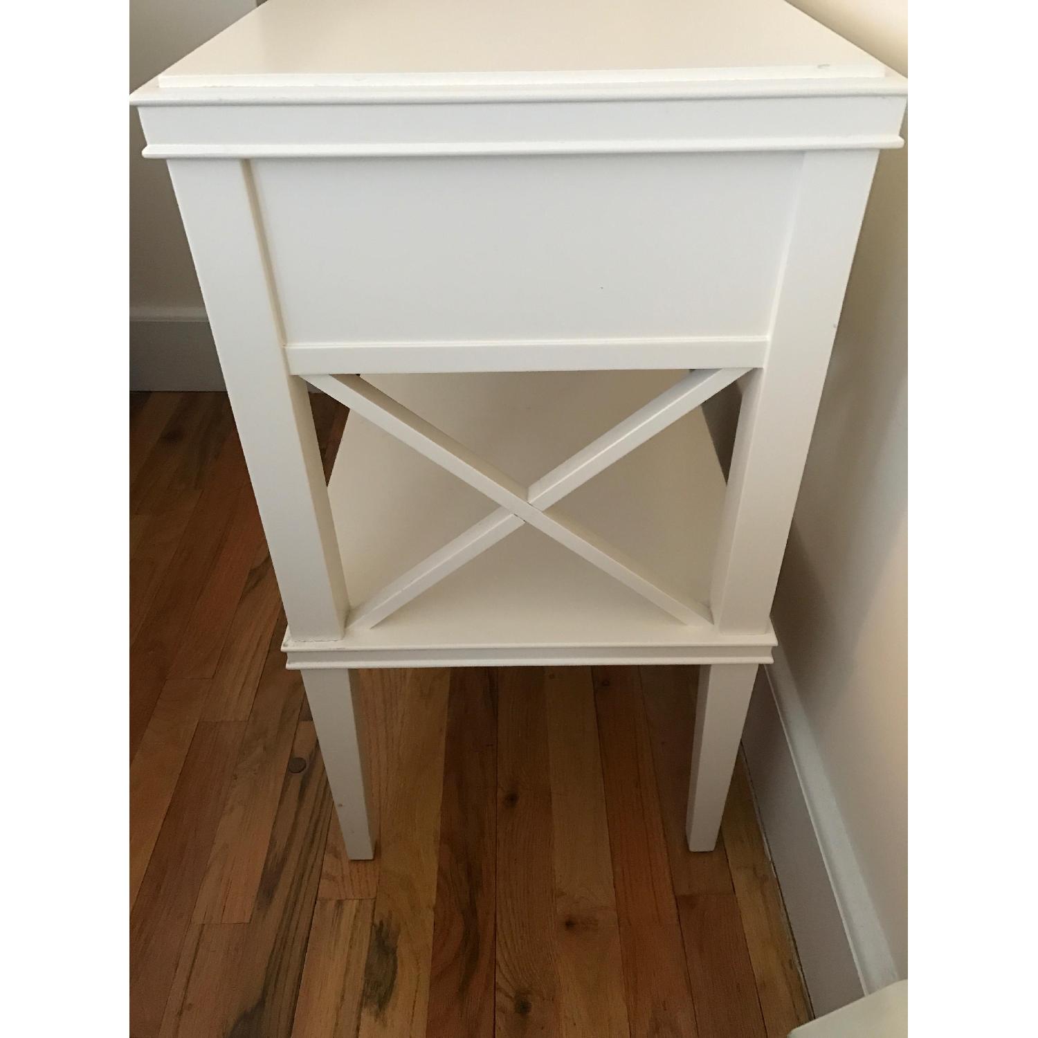 Pottery Barn Farmhouse Clara Lattice White Bedside Table AptDeco