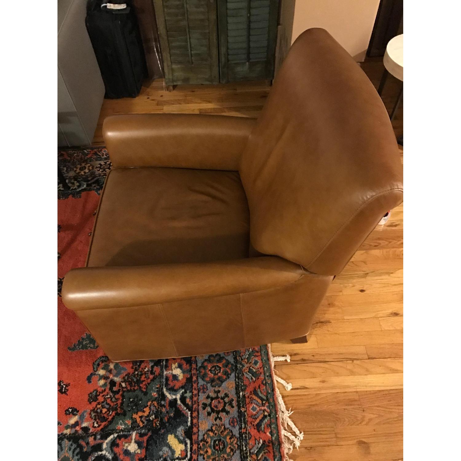 Pottery Barn Irving Leather Recliner Chair in Chestnut - image-3