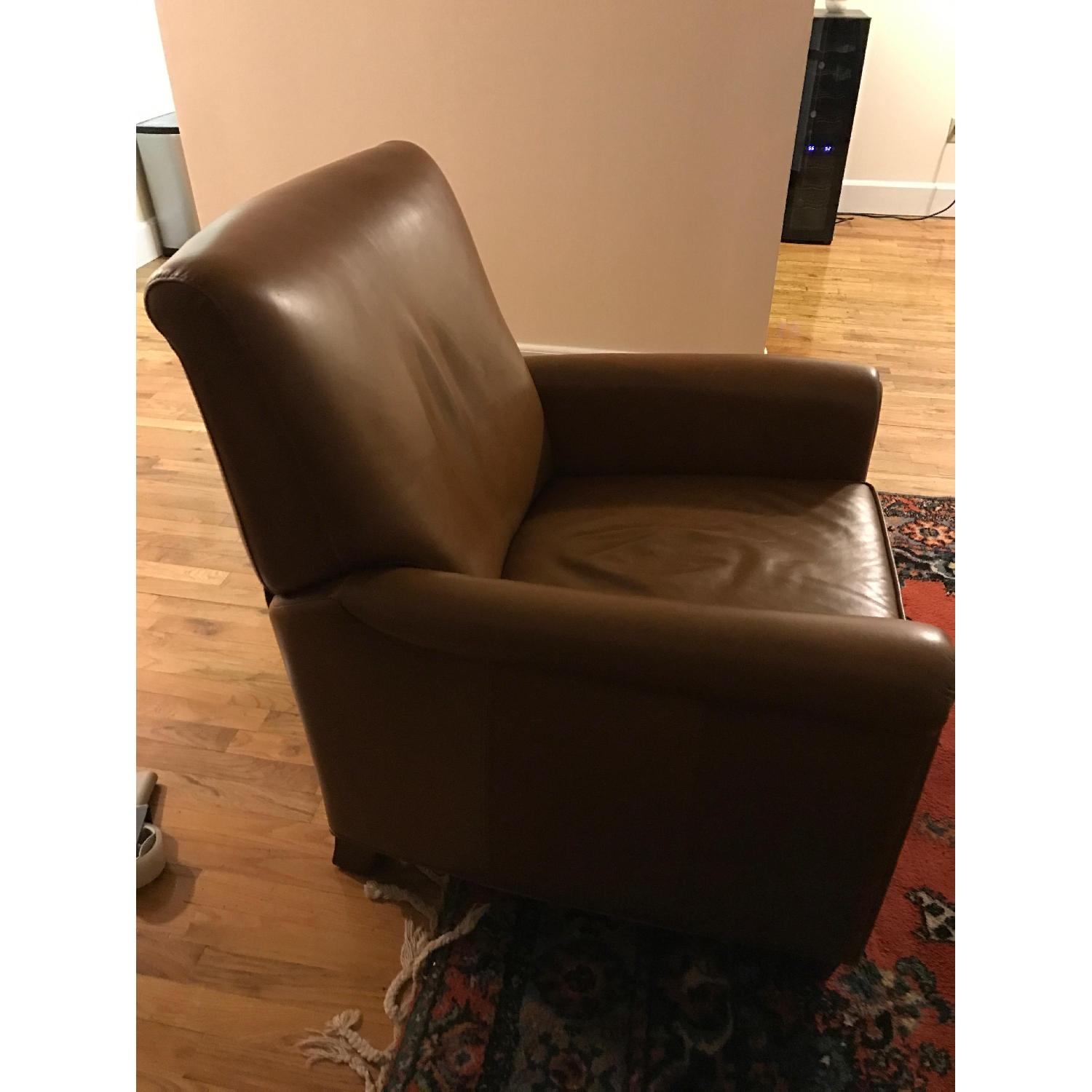 Pottery Barn Irving Leather Recliner Chair in Chestnut - image-4