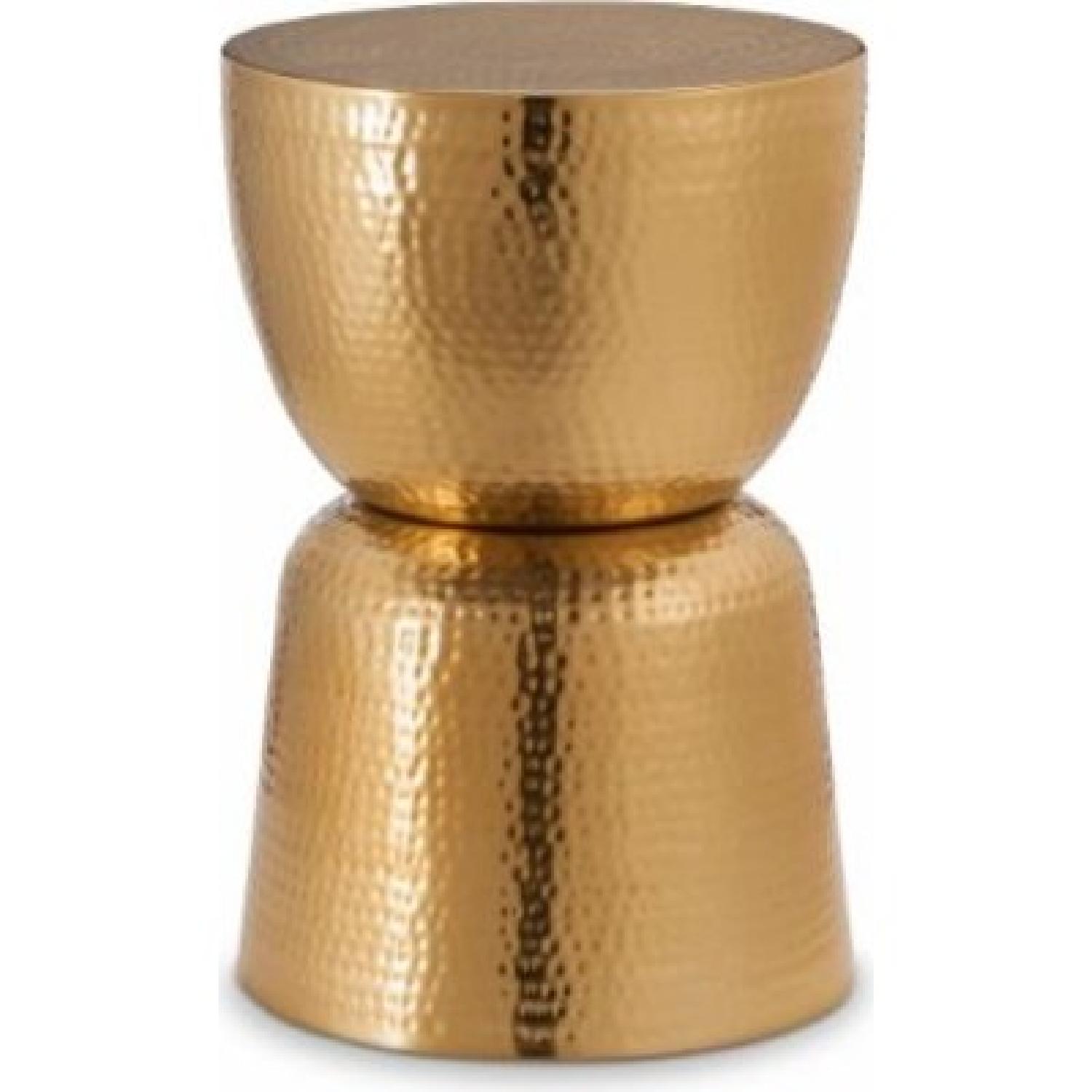 Hammered Gold Drum End Tables - image-1